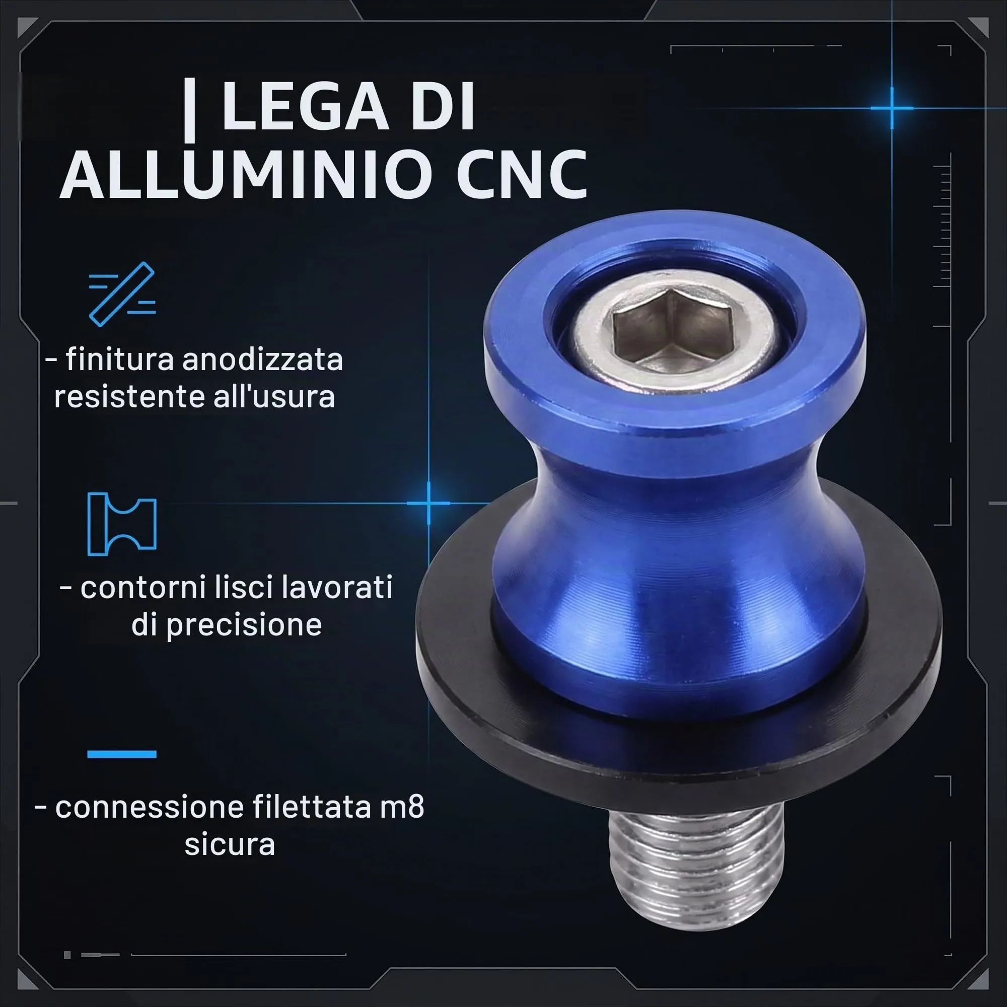 GWEOR Nottolini Cavalletto Moto M8 CNC per Kawasaki Z900 Z650 Ninja 400 650 1000SX Versys 650 ER6N, Blu - immagine 3