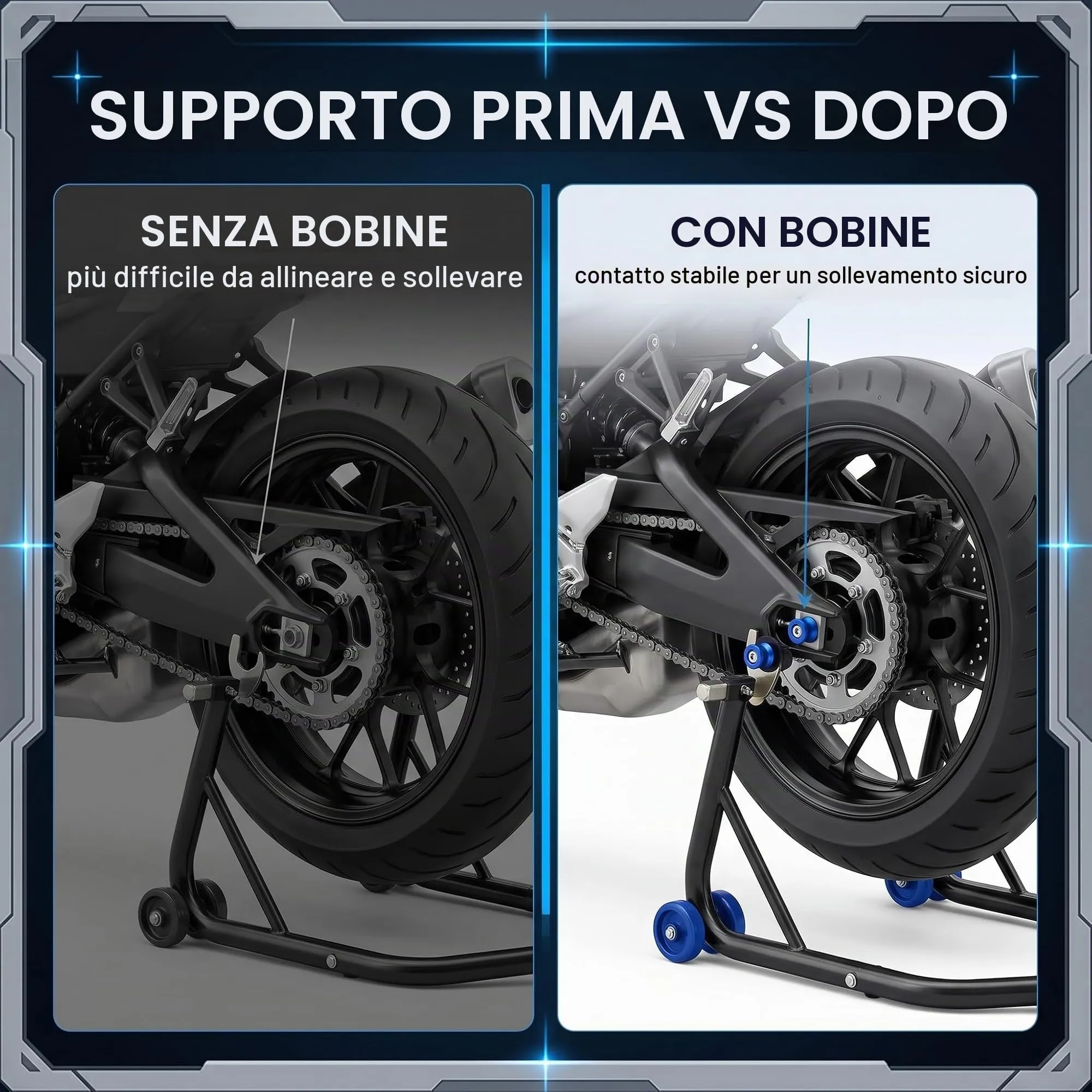 GWEOR Nottolini Cavalletto Moto M8 CNC per Kawasaki Z900 Z650 Ninja 400 650 1000SX Versys 650 ER6N, Blu - immagine 4