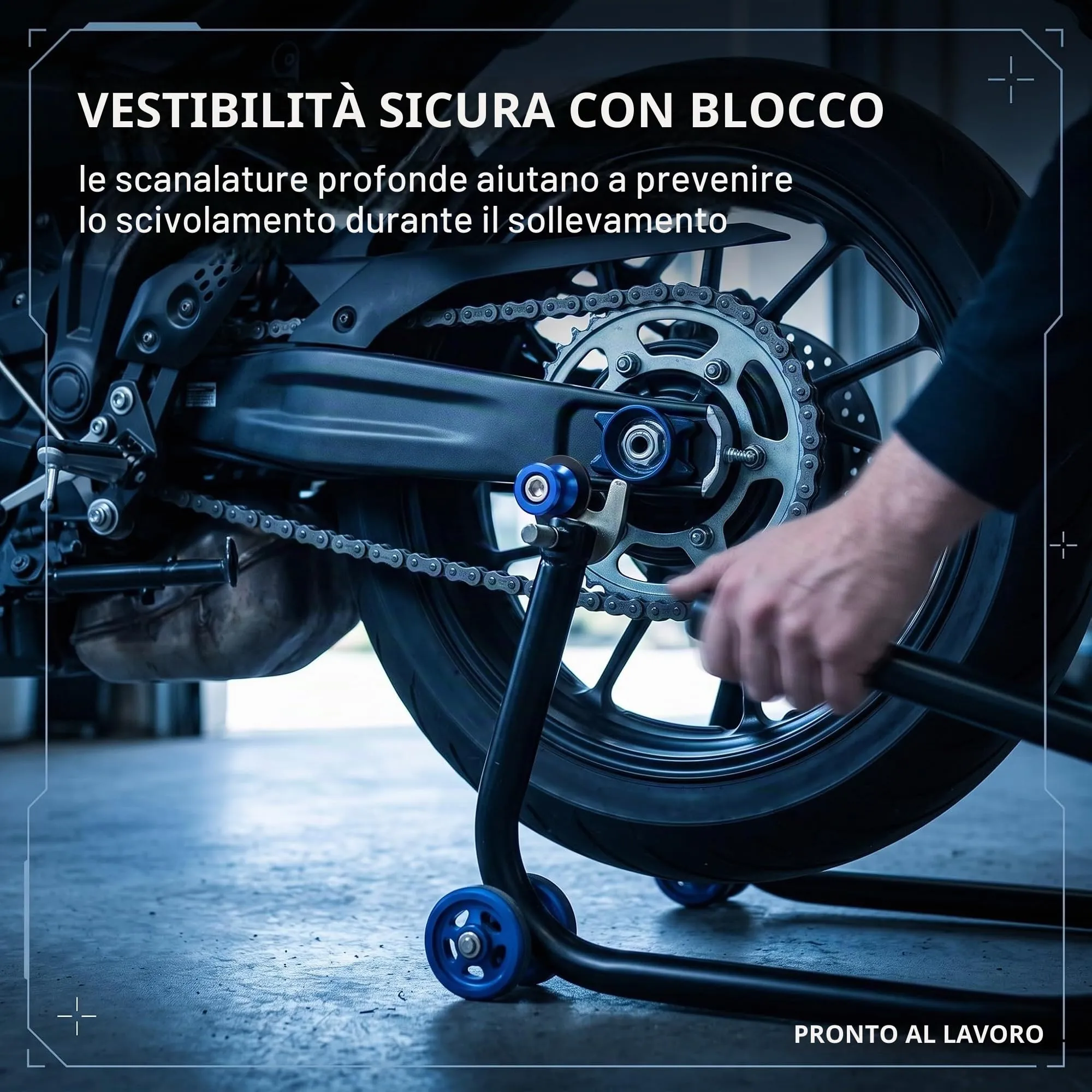 GWEOR Nottolini Cavalletto Moto M8 CNC per Kawasaki Z900 Z650 Ninja 400 650 1000SX Versys 650 ER6N, Blu - immagine 5