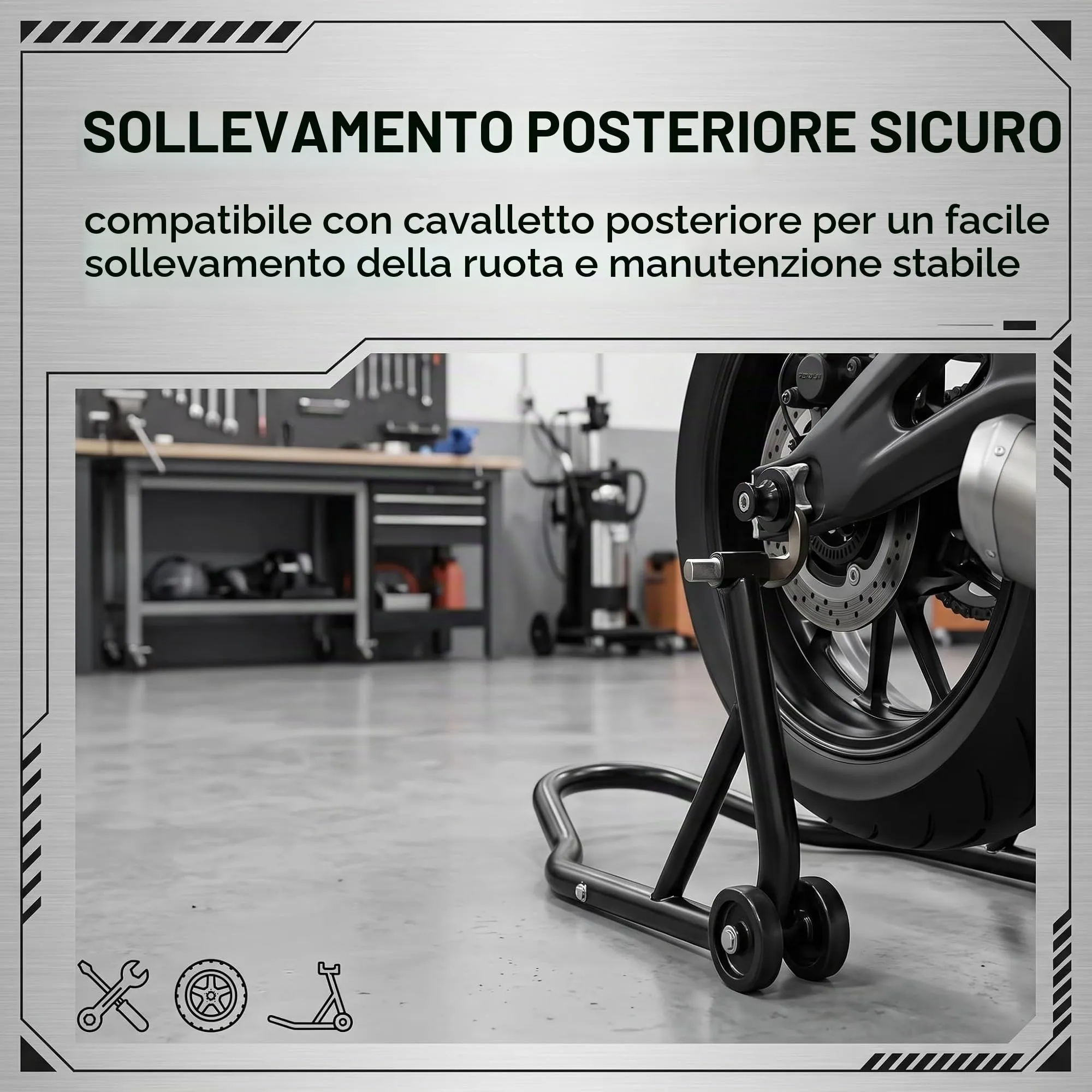 GWEOR Nottolini Cavalletto Moto M6 Supporti Forcellone Posteriore CNC, Nero (2 Pezzi) - immagine 2