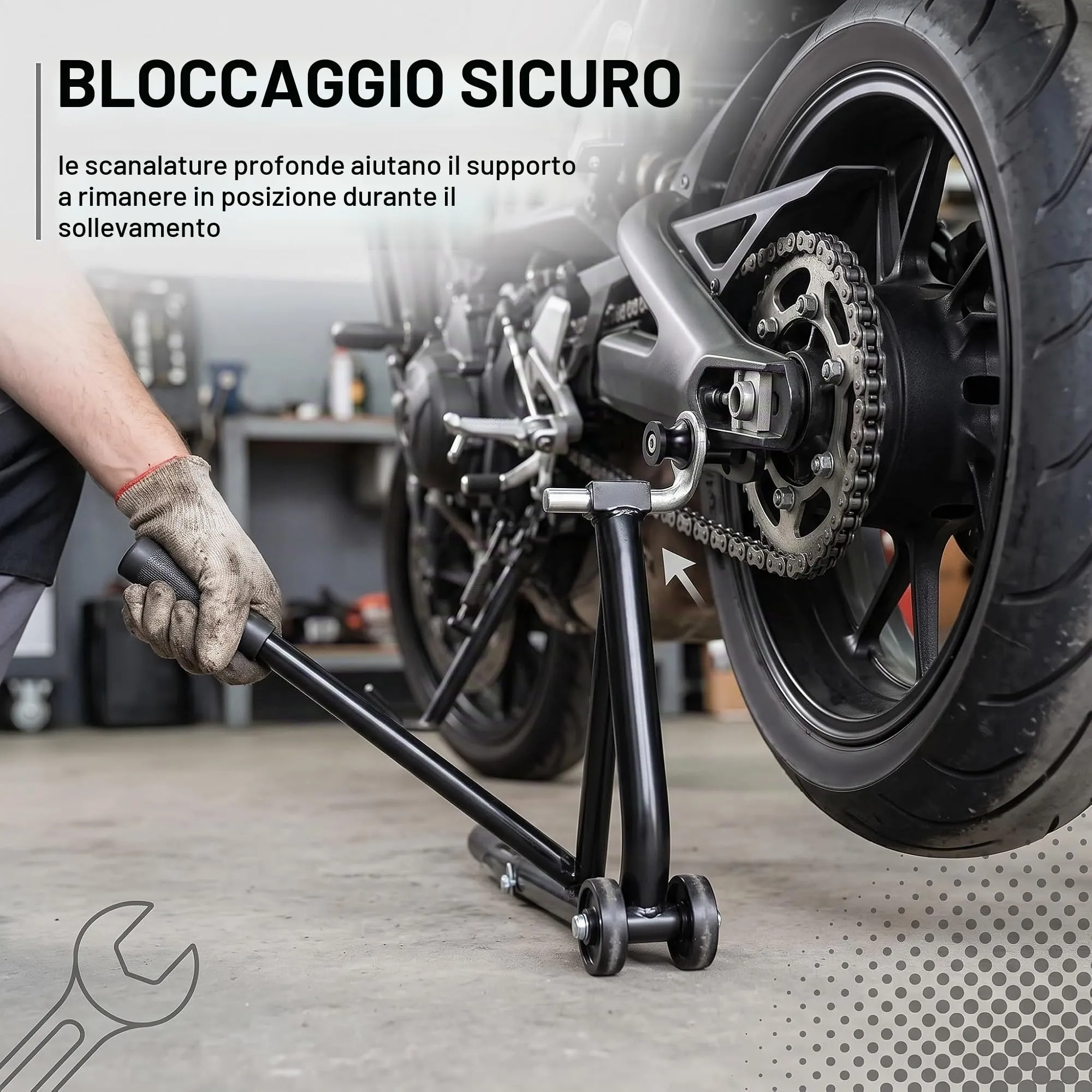 GWEOR Nottolini Cavalletto Moto M10 in Alluminio CNC, Supporti Forcellone Posteriore, Nero - immagine 5