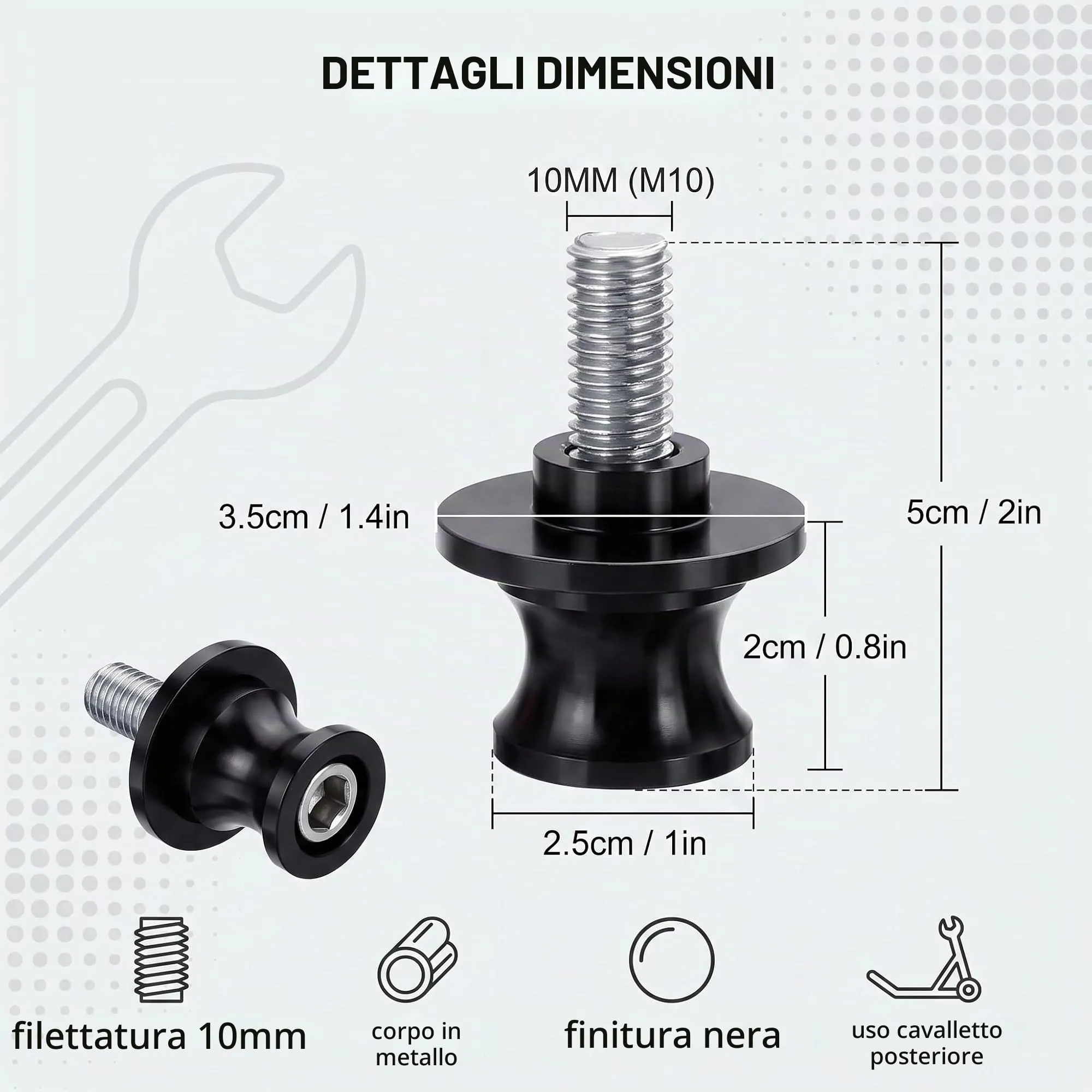 GWEOR Nottolini Cavalletto Moto M10 in Alluminio CNC, Supporti Forcellone Posteriore, Nero - immagine 6