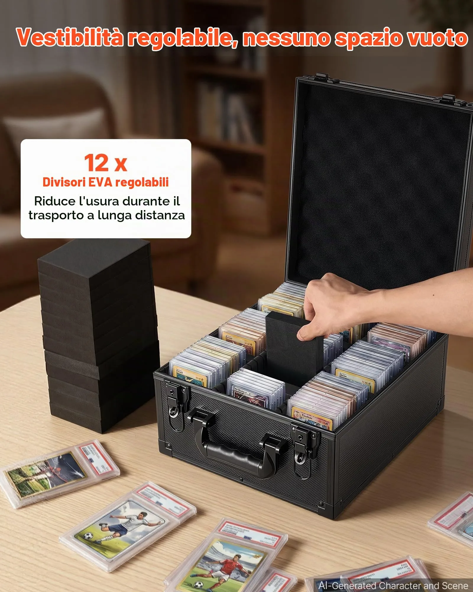 VEVOR Valigetta Porta Carte Graded 3 File con 12 Divisori Capacità 150 PSA - immagine 2