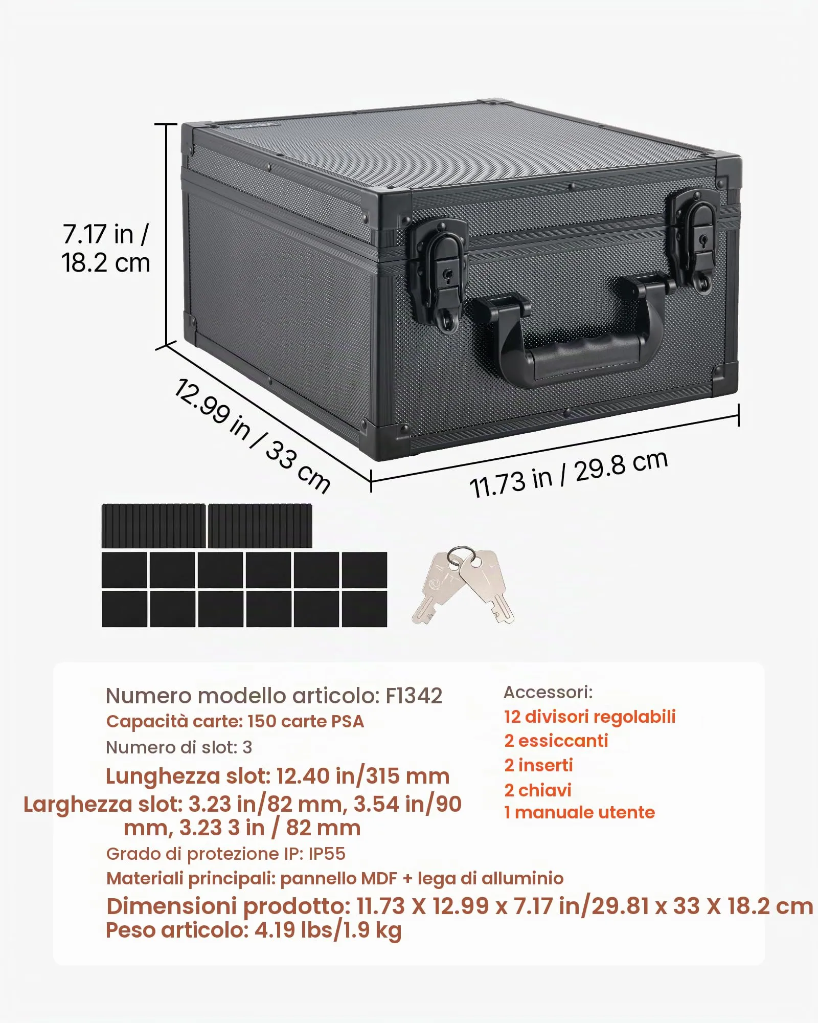 VEVOR Valigetta Porta Carte Graded 3 File con 12 Divisori Capacità 150 PSA - immagine 7