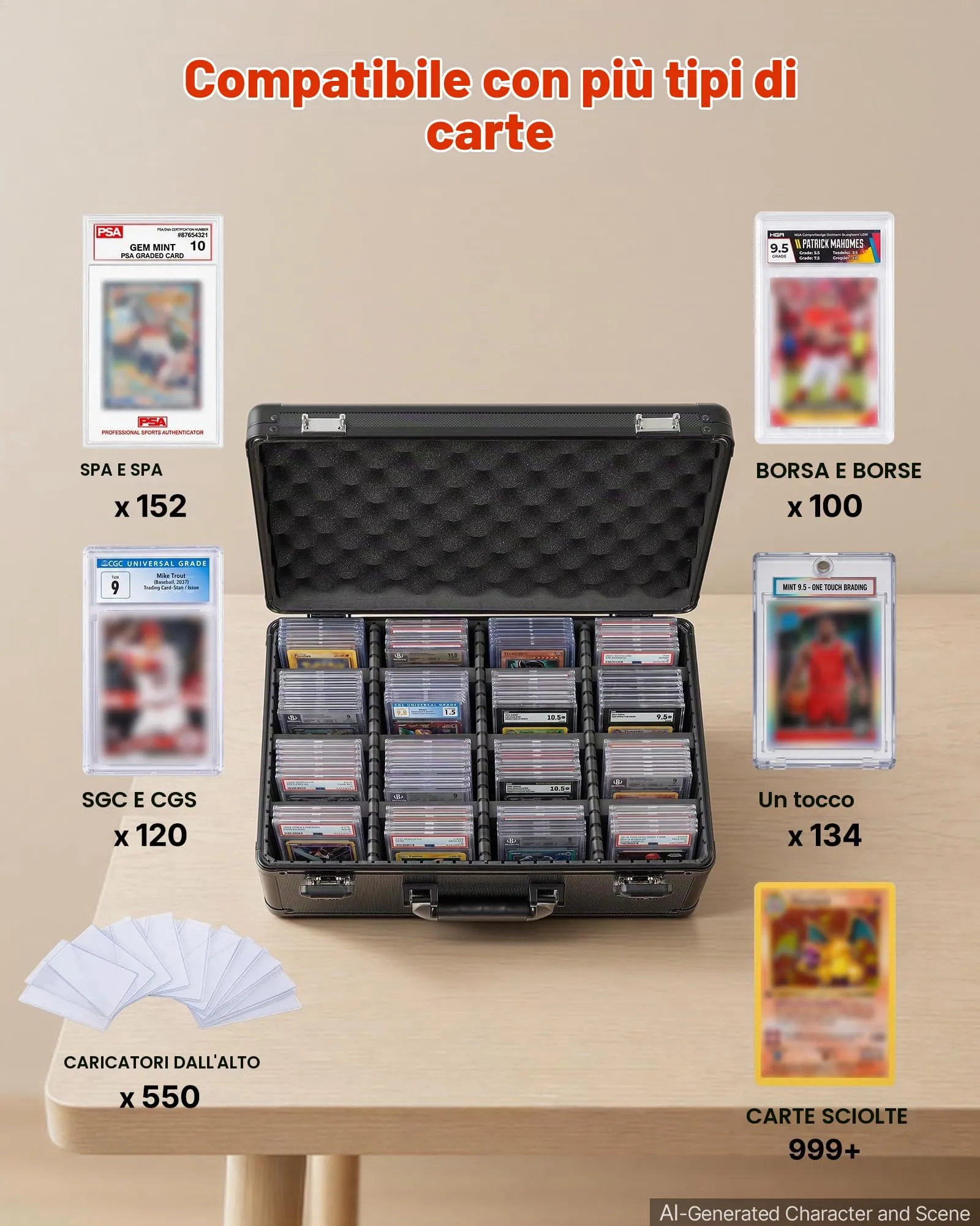 VEVOR Valigetta Porta Carte Graded Sportive Capienza 152 PSA - immagine 3
