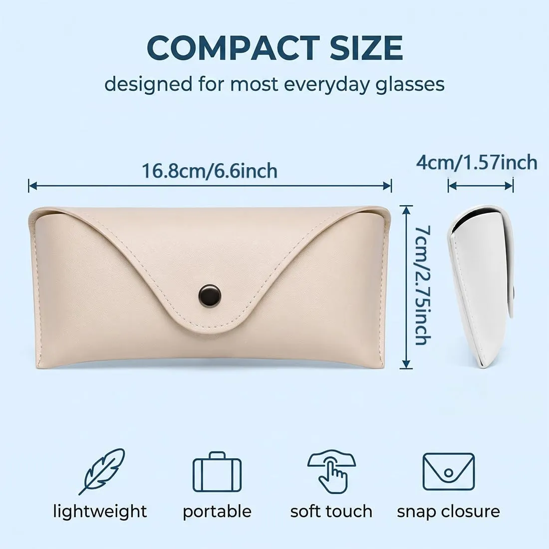 KEPYATI Custodia in Pelle per Occhiali da Sole e Vista, 2 Pezzi (Beige e Bianco) - immagine 6