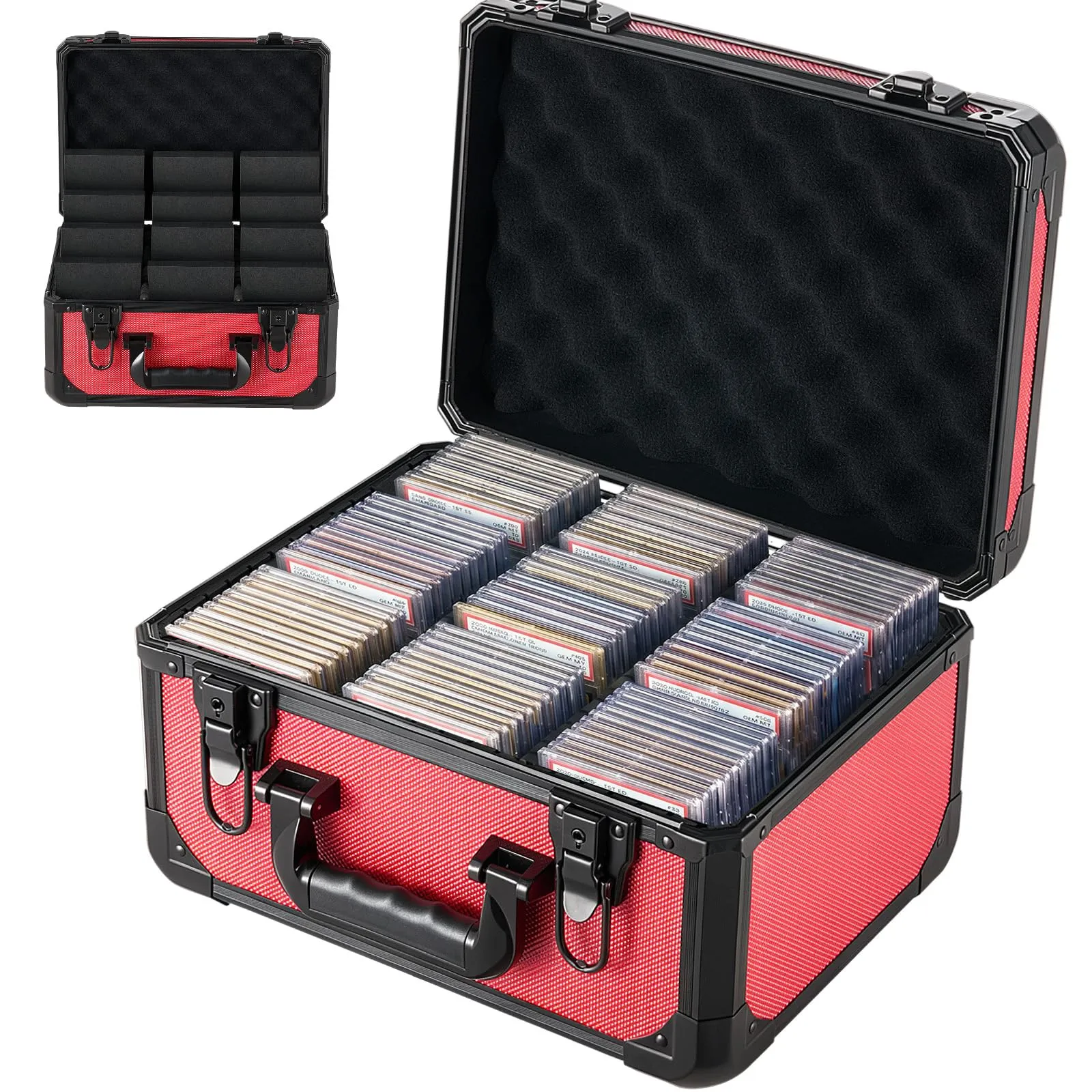 VEVOR Scatola Porta Carte Graded 3 File Capacità 96 PSA - Rosso - immagine 1