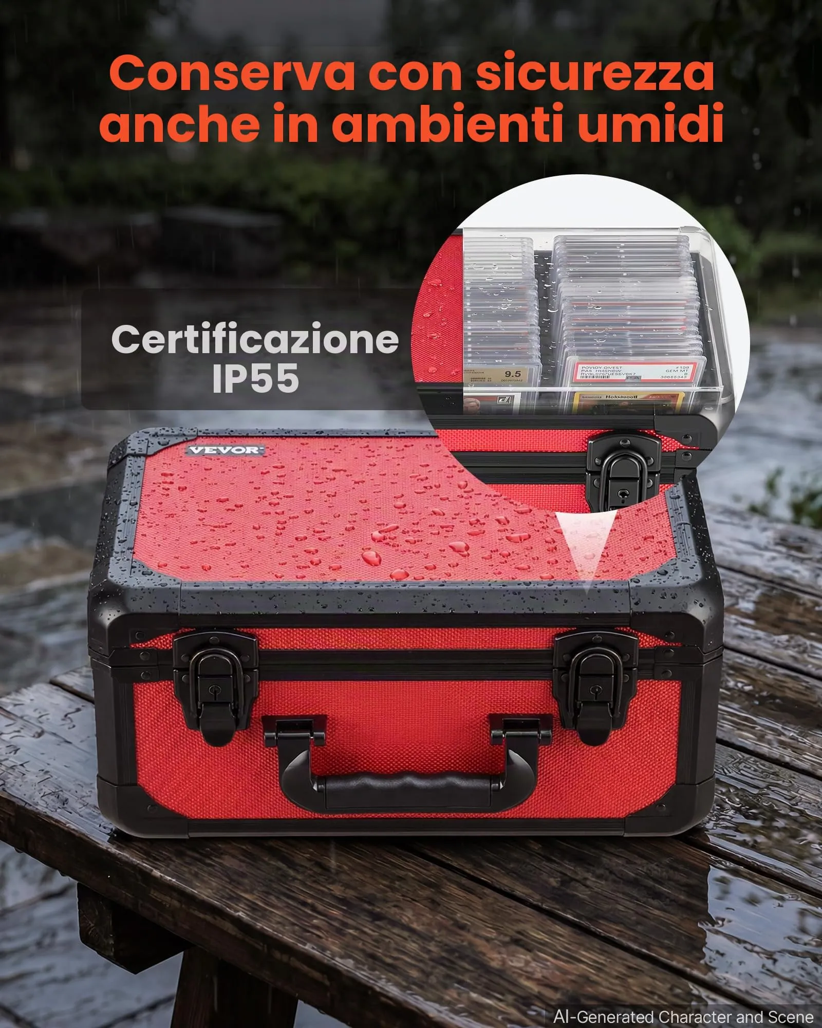 VEVOR Scatola Porta Carte Graded 3 File Capacità 96 PSA - Rosso - immagine 8