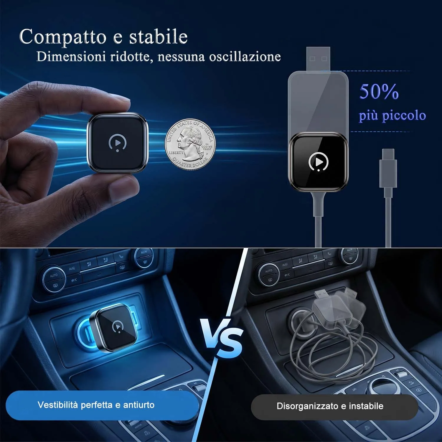 KANANAFEEL Adattatore CarPlay Wireless per Veicoli con CarPlay Cablato, Q1AF - immagine 2