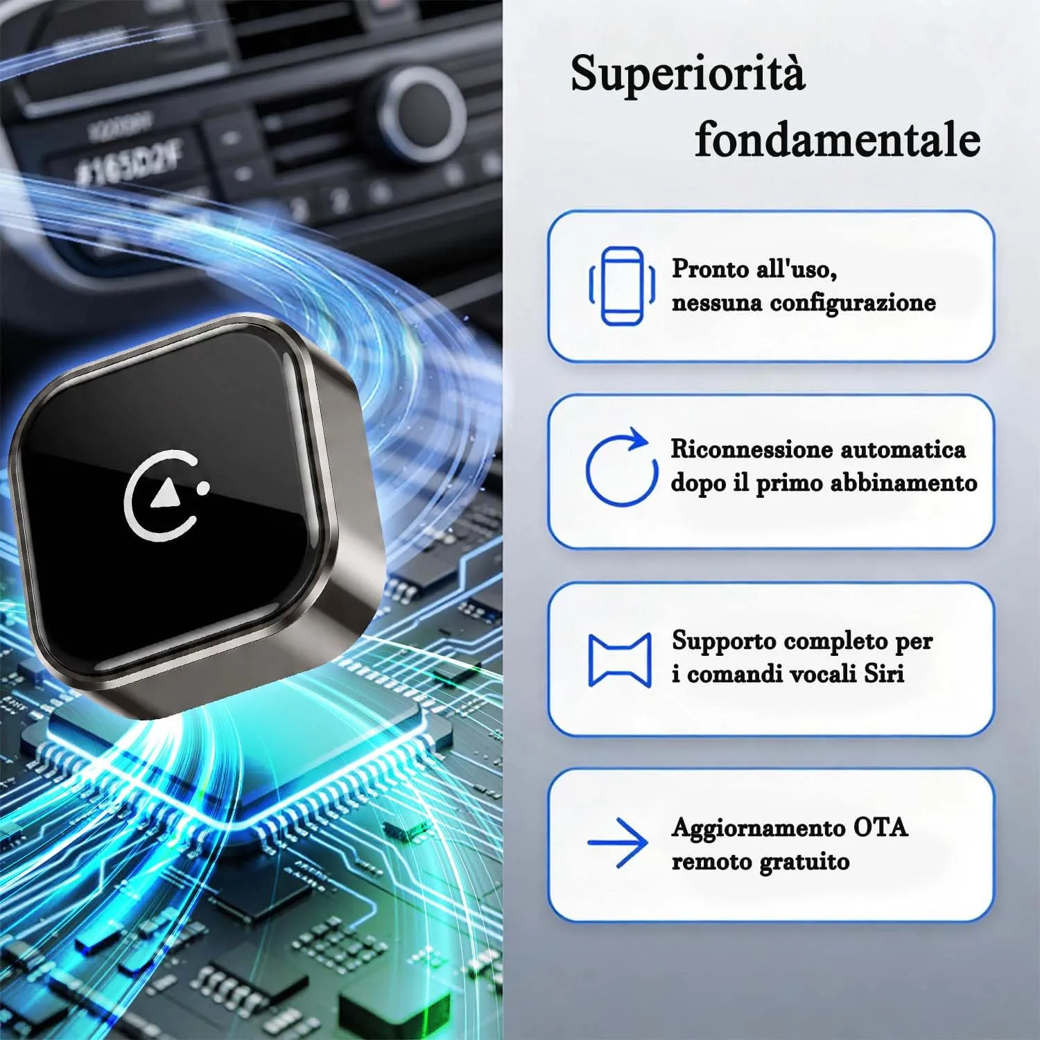 KANANAFEEL Adattatore CarPlay Wireless per Veicoli con CarPlay Cablato, Q1AF - immagine 3