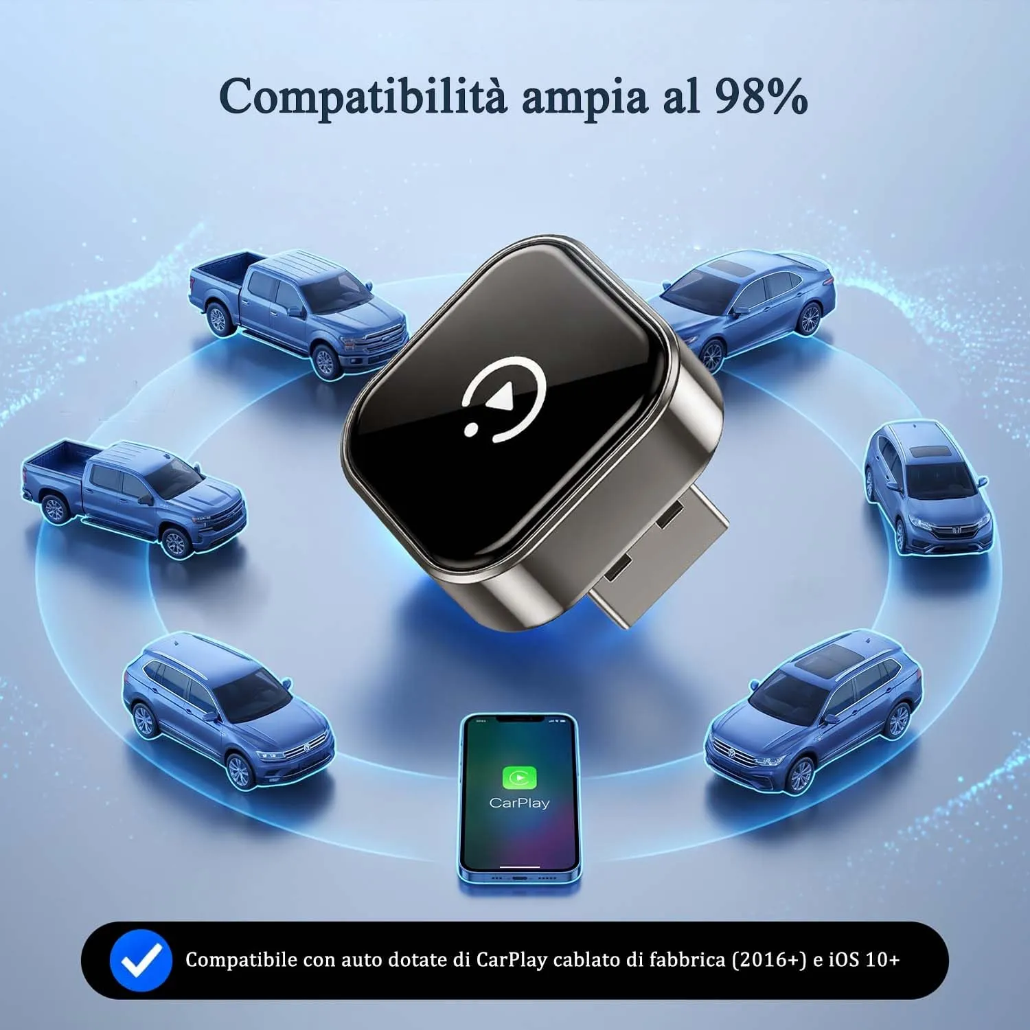 KANANAFEEL Adattatore CarPlay Wireless per Veicoli con CarPlay Cablato, Q1AF - immagine 7
