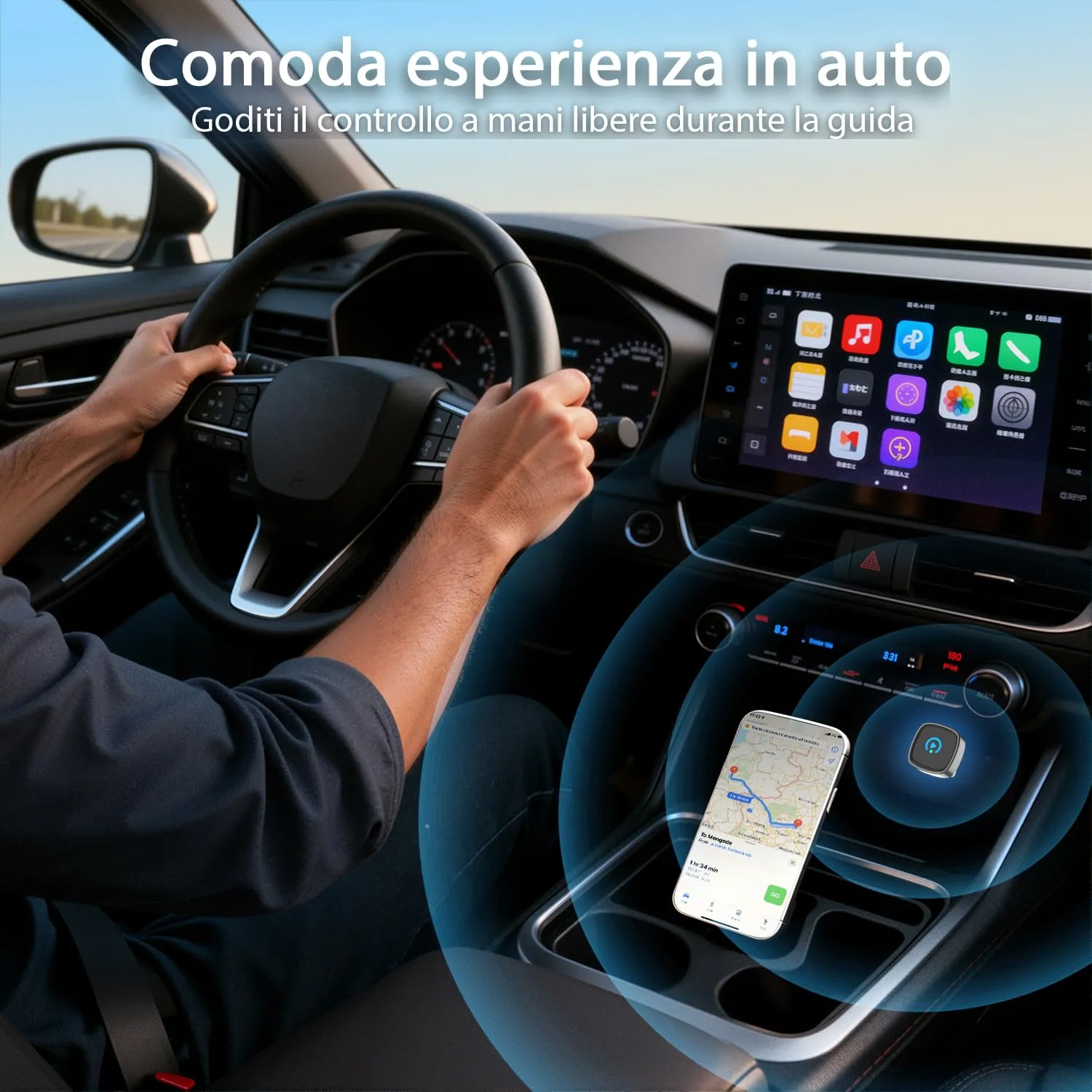 KANANAFEEL Adattatore CarPlay Wireless per Veicoli con CarPlay Cablato, Q1AF - immagine 8