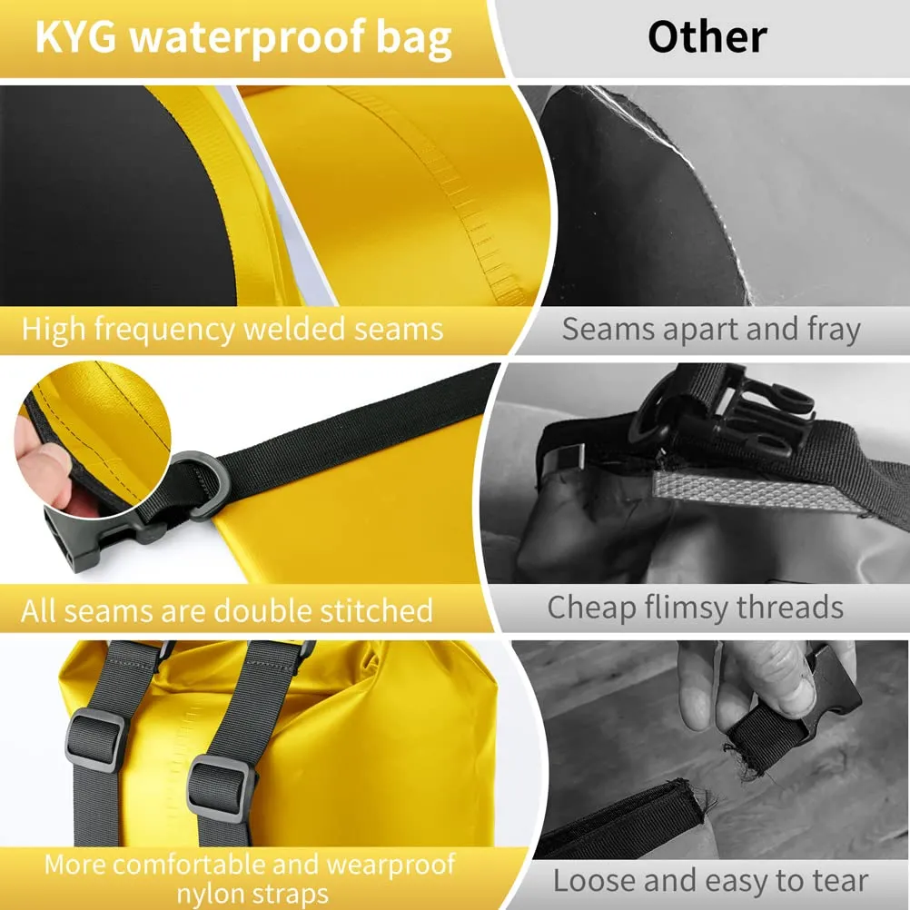 KYG Dry Bag Kit 3 in 1 Impermeabile 20L Giallo con Marsupio e Custodia per Cellulare - immagine 5