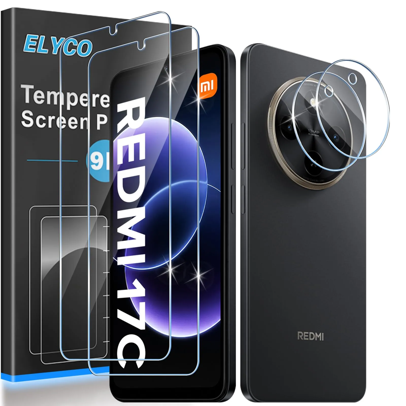 ELYCO Vetro Temperato per Xiaomi Redmi 17C 4G, 2+2 Pezzi - immagine 1