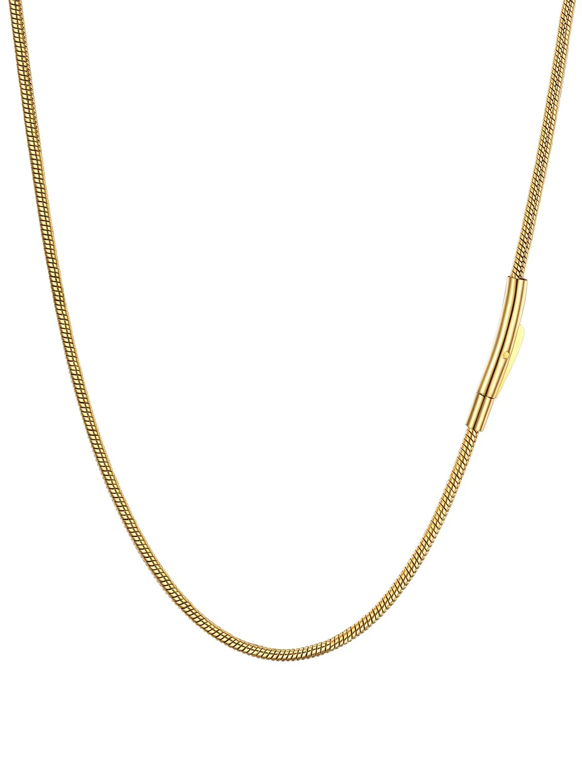 FaithHeart Collana Uomo Catena Serpente in Acciaio Inossidabile 2 mm 40 cm Oro - immagine 1