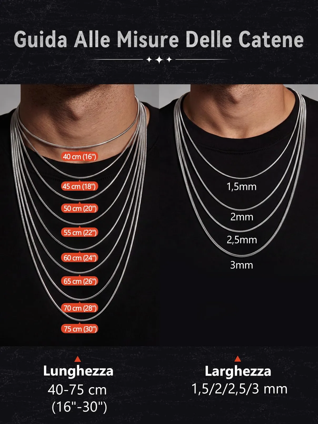 FaithHeart Collana Uomo Catena Serpente in Acciaio Inossidabile 2mm 60cm Argento - immagine 6