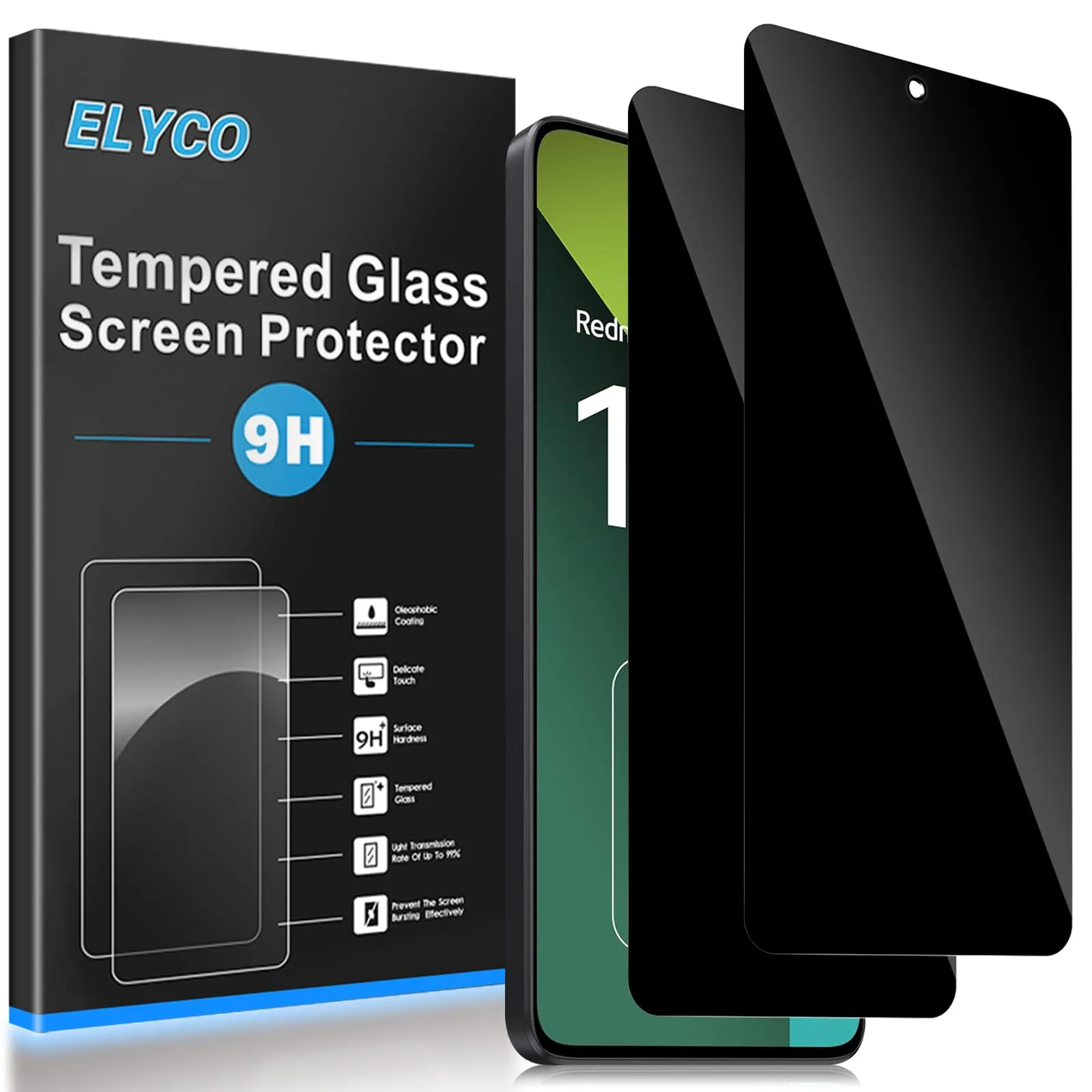 ELYCO Vetro Temperato Privacy per Redmi Note 13 / Note 13 Pro 4G/5G, 2 Pezzi - immagine 1