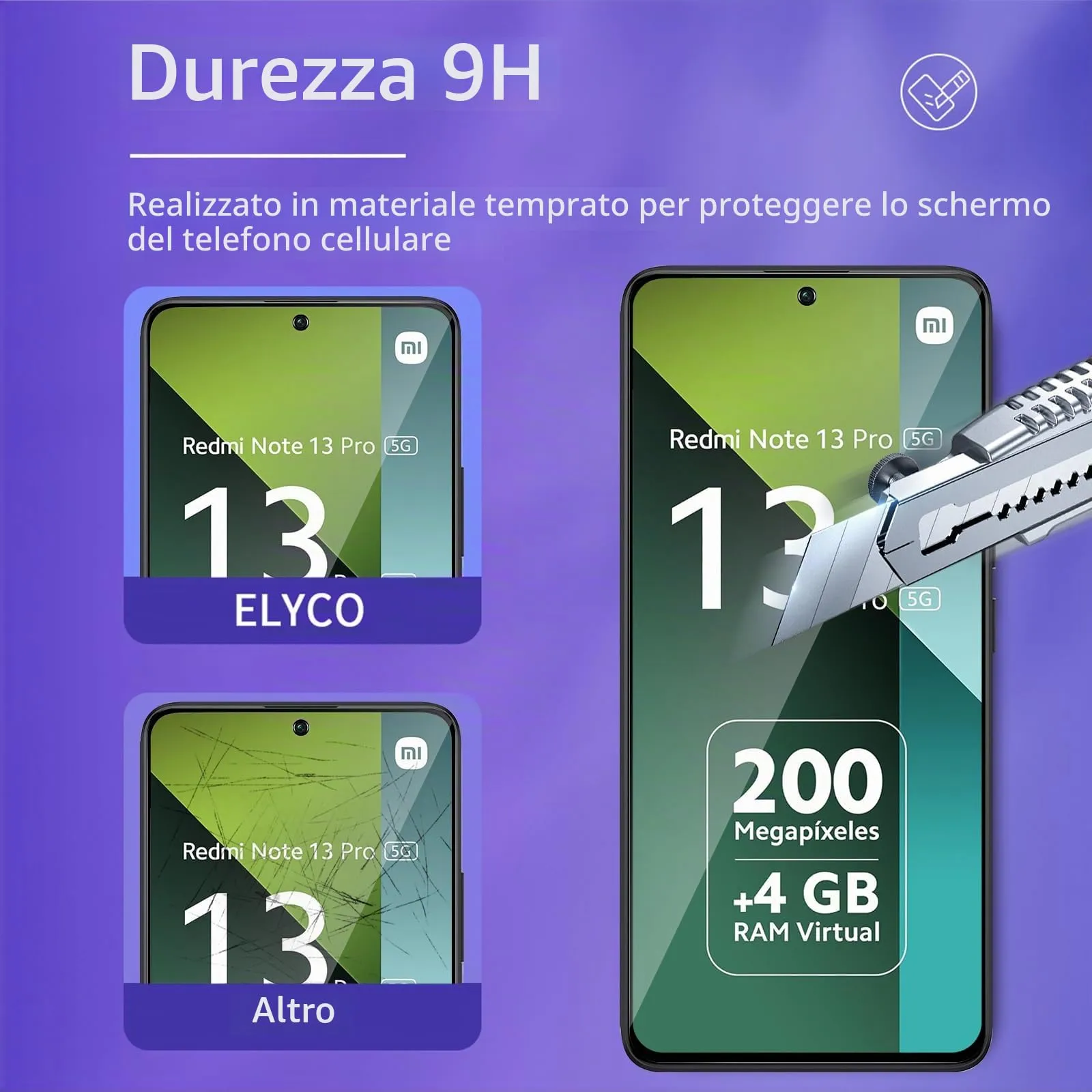 ELYCO Vetro Temperato Privacy per Redmi Note 13 / Note 13 Pro 4G/5G, 2 Pezzi - immagine 5