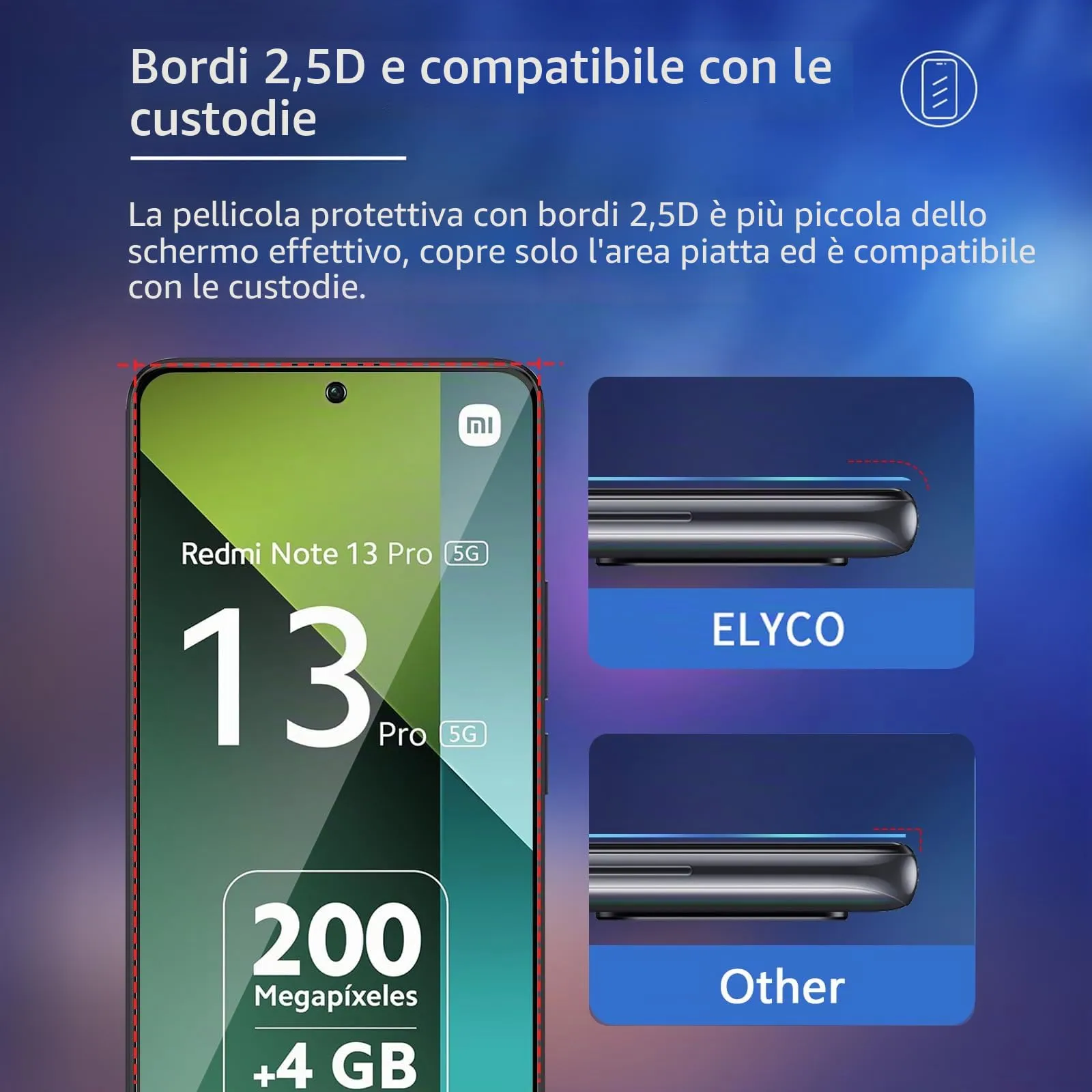 ELYCO Vetro Temperato Privacy per Redmi Note 13 / Note 13 Pro 4G/5G, 2 Pezzi - immagine 7