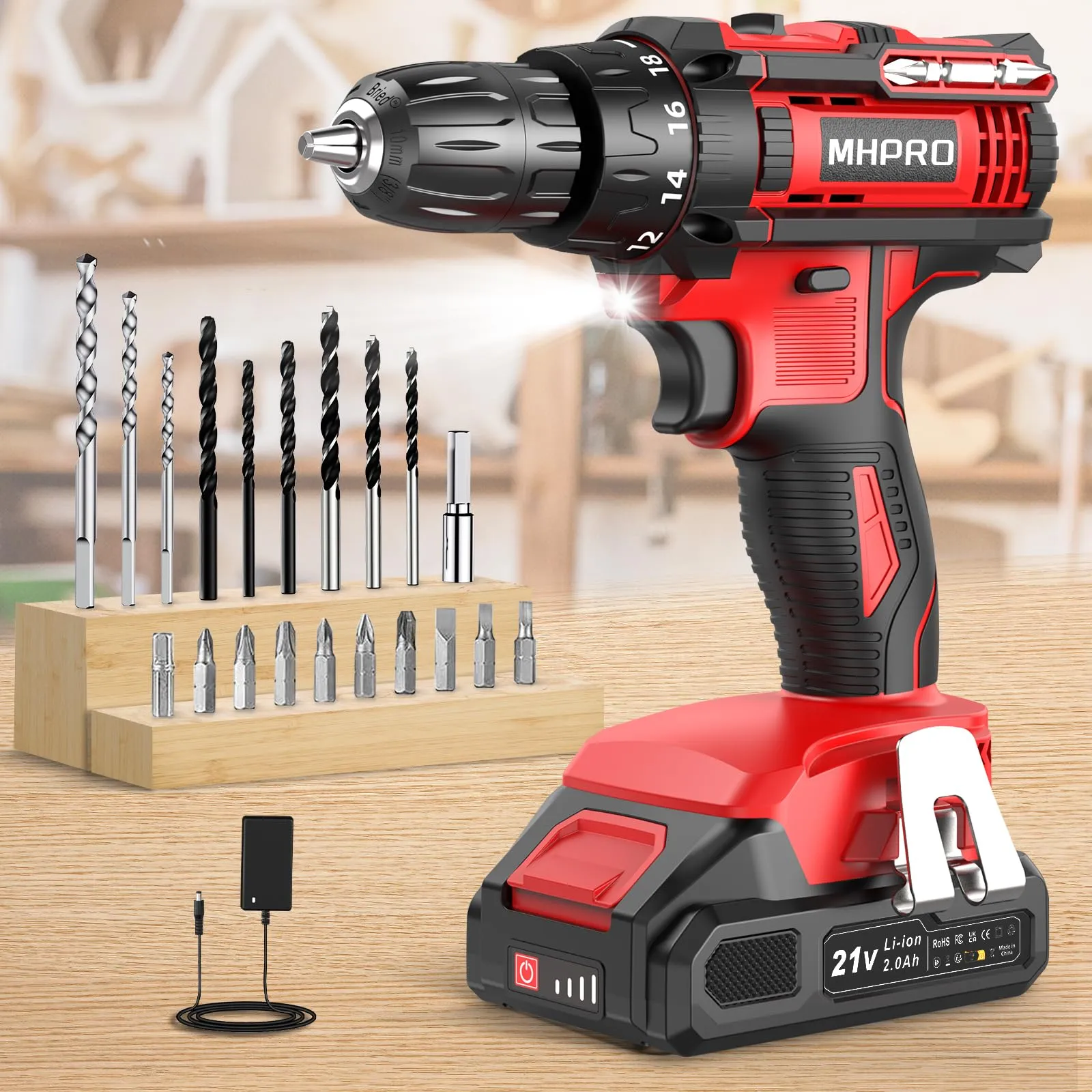 MHPRO Trapano Avvitatore a Batteria 21V, 42 Nm, 2.0 Ah - immagine 1