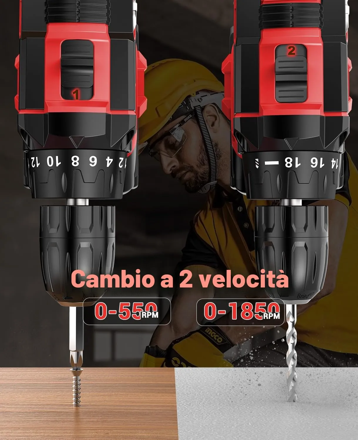 MHPRO Trapano Avvitatore a Batteria 21V, 42 Nm, 2.0 Ah - immagine 5