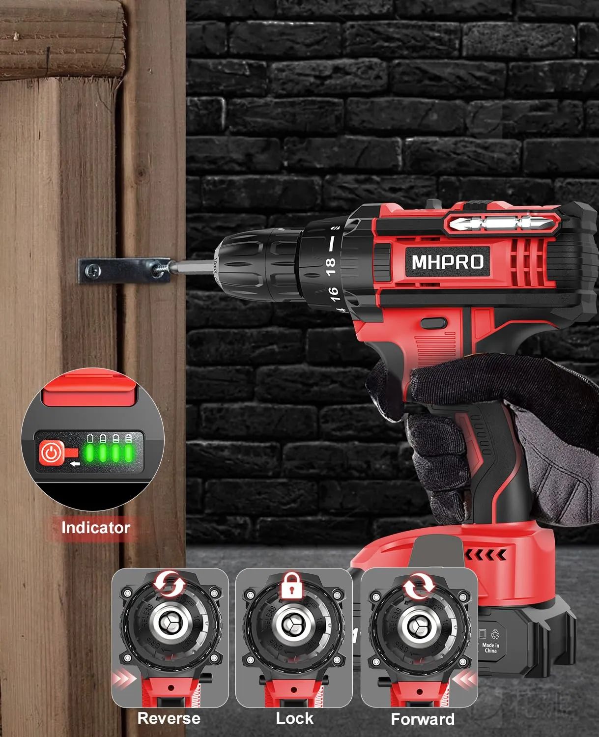 MHPRO Trapano Avvitatore a Batteria 21V, 42 Nm, 2.0 Ah - immagine 8