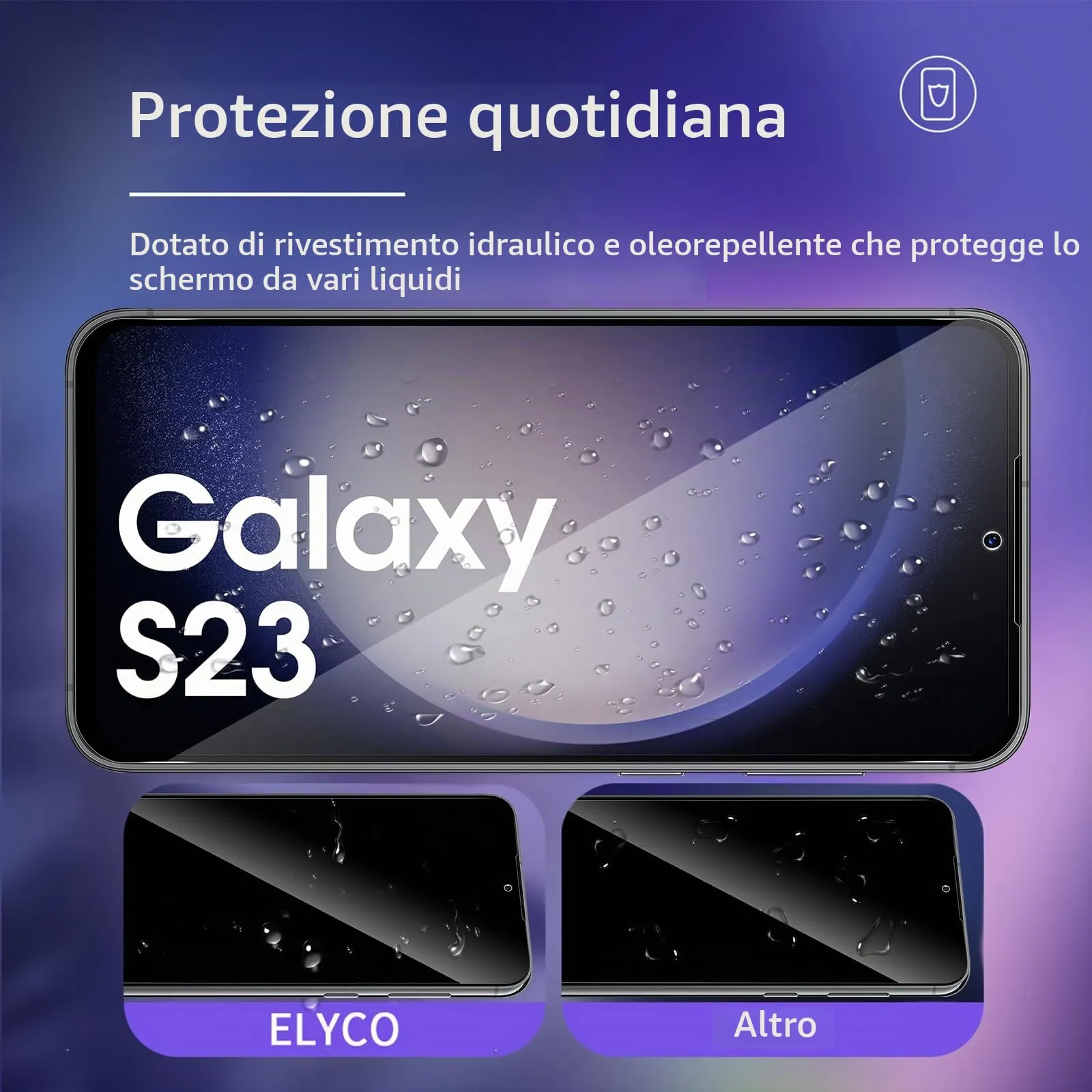 ELYCO Vetro Temperato Privacy per Samsung Galaxy S23 5G, 2 Pezzi - immagine 4