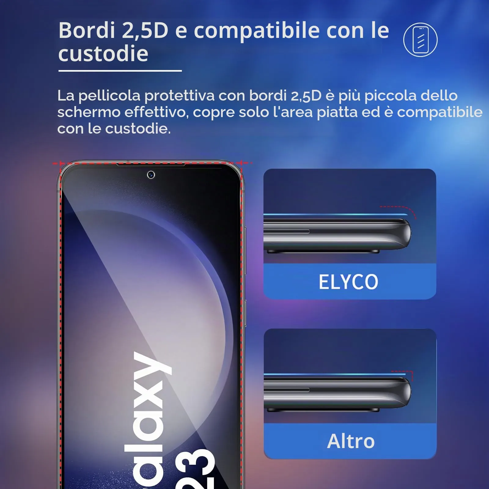 ELYCO Vetro Temperato Privacy per Samsung Galaxy S23 5G, 2 Pezzi - immagine 7