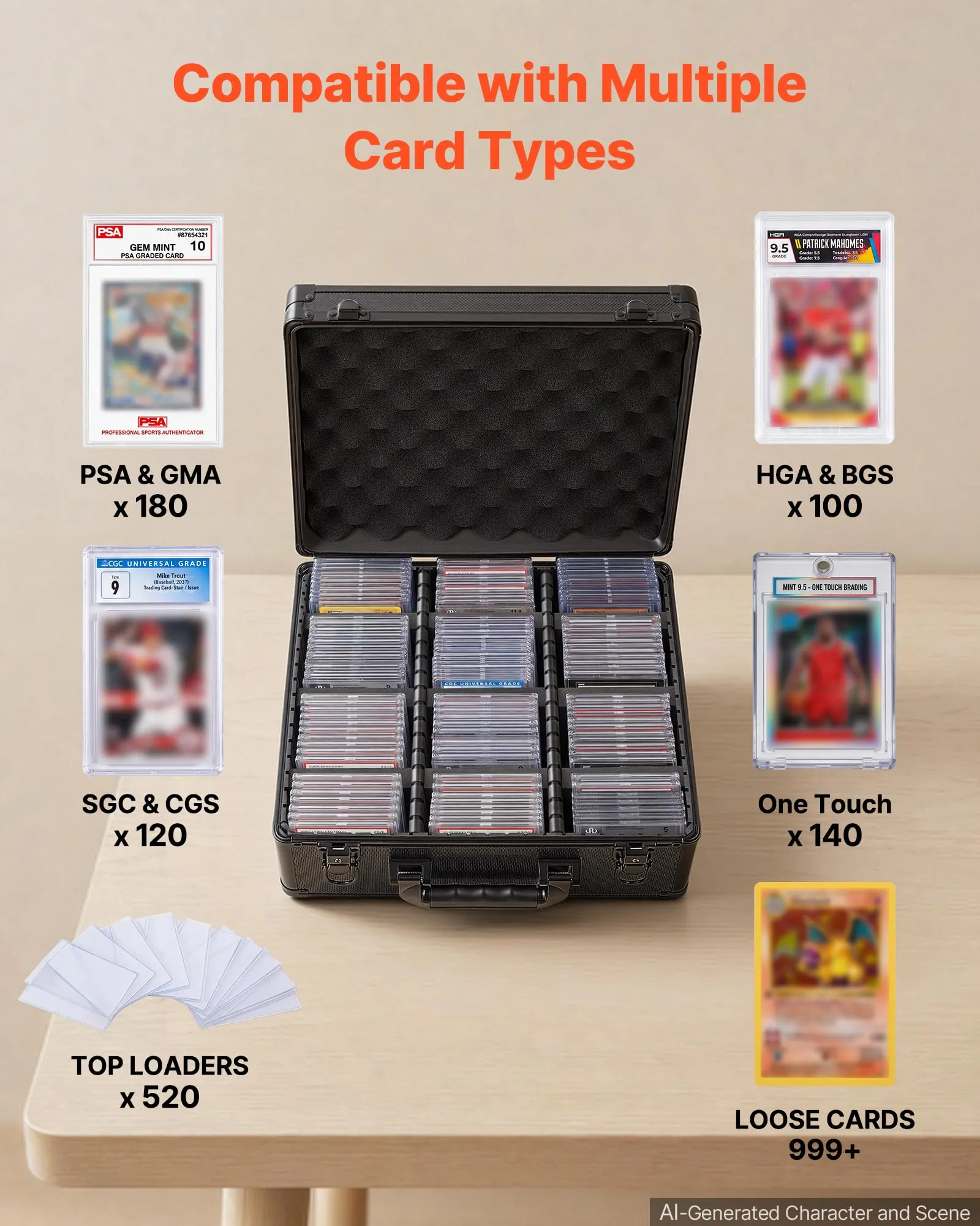 VEVOR Scatola Porta Carte Graded 3 Scomparti con 12 Divisori - immagine 3