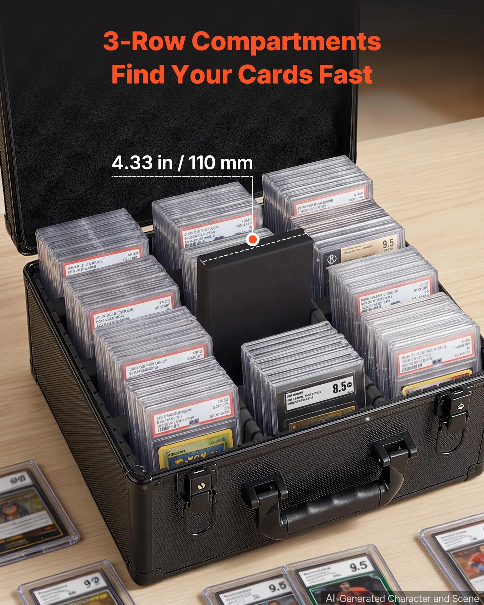 VEVOR Scatola Porta Carte Graded 3 Scomparti con 12 Divisori - immagine 6