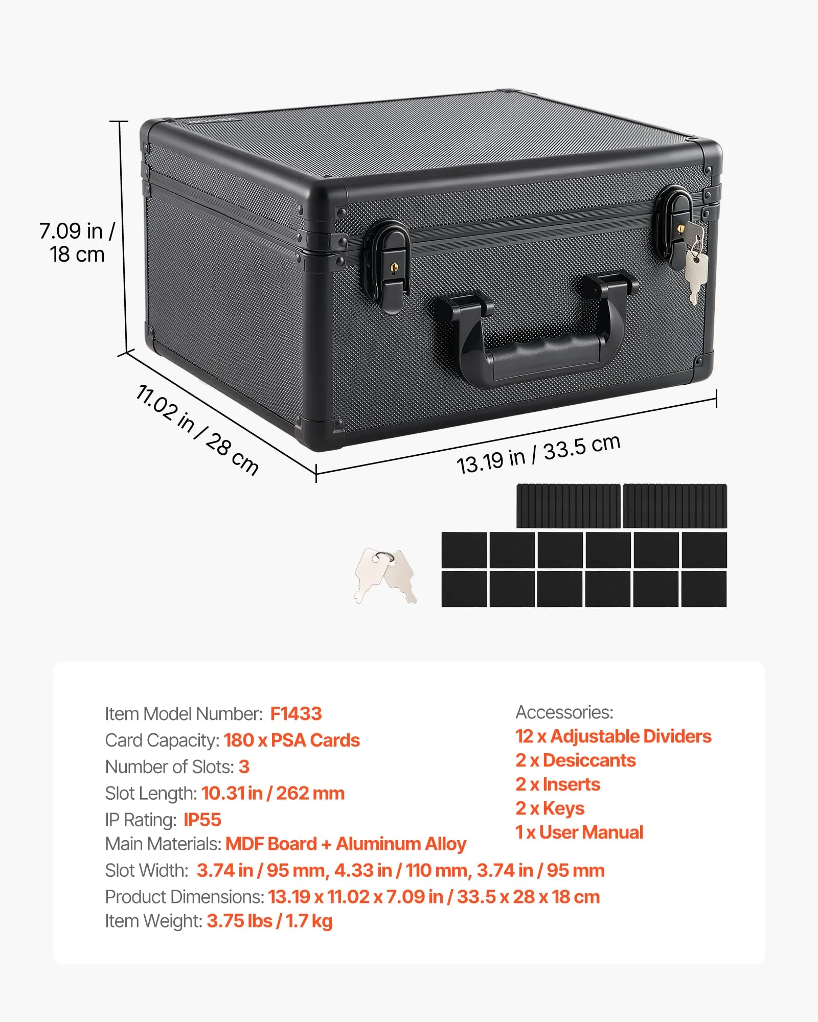 VEVOR Scatola Porta Carte Graded 3 Scomparti con 12 Divisori - immagine 7