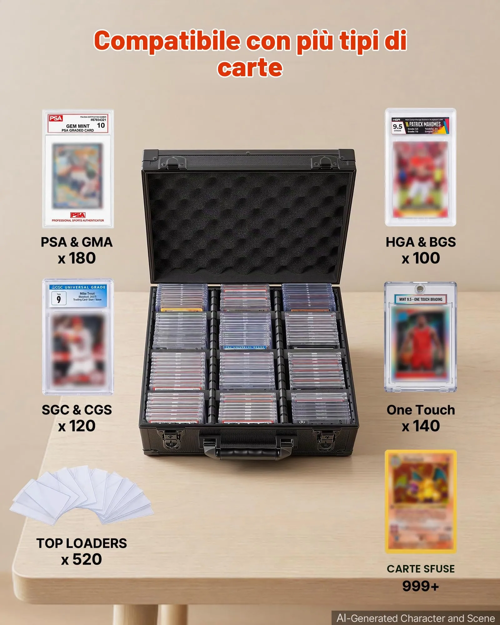VEVOR Valigetta Porta Carte Graded 3 File Capacità 180 PSA - immagine 3