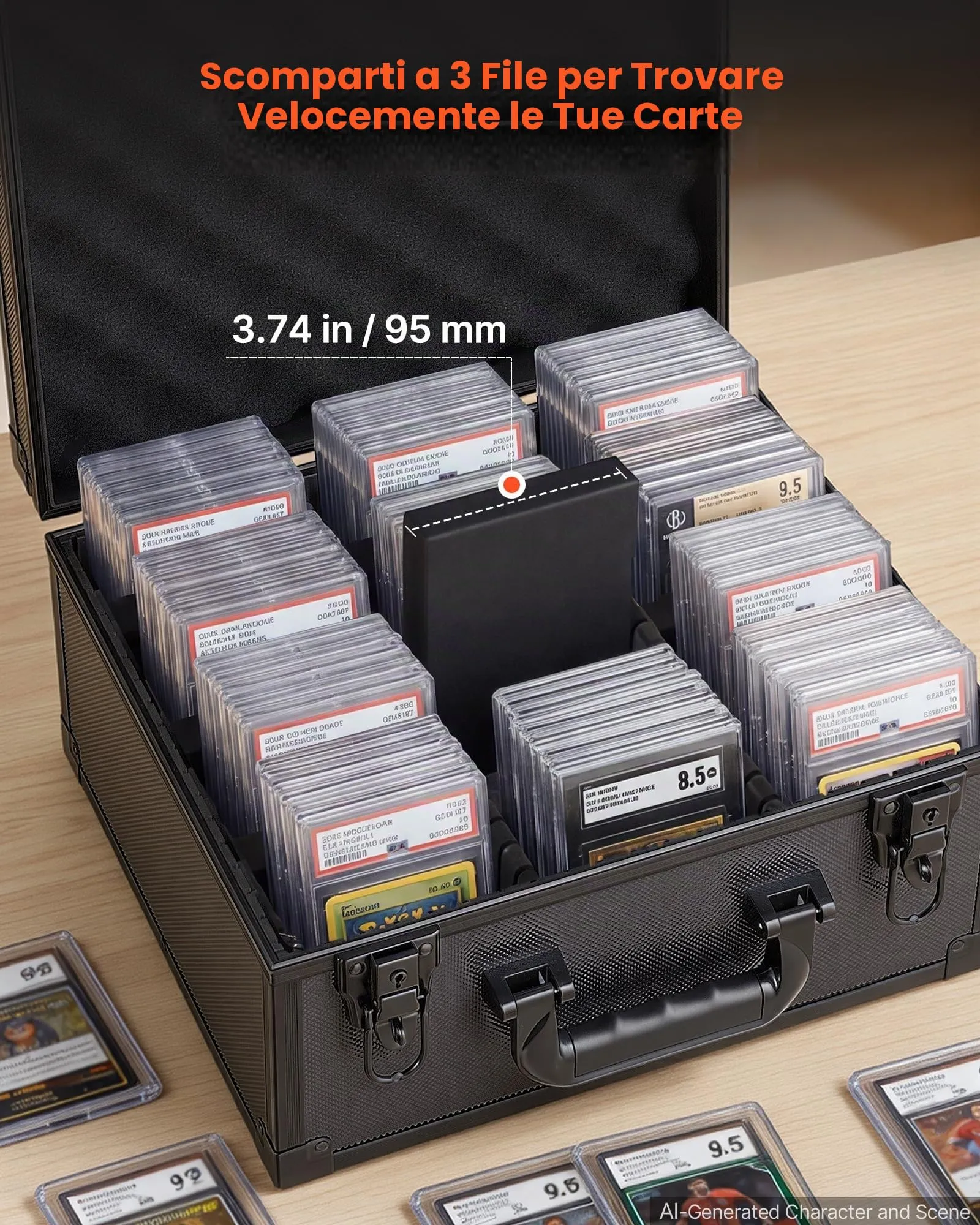 VEVOR Valigetta Porta Carte Graded 3 File Capacità 180 PSA - immagine 6