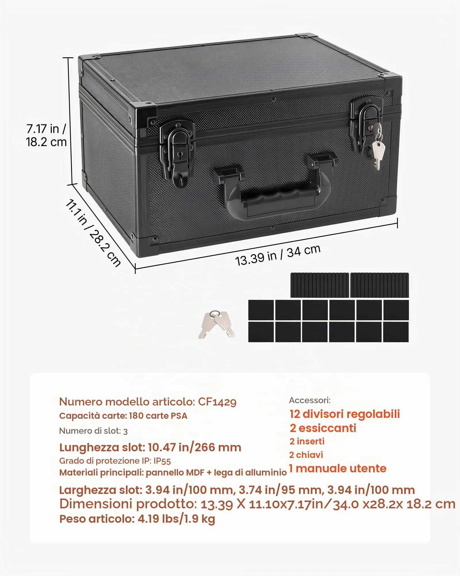 VEVOR Valigetta Porta Carte Graded 3 File Capacità 180 PSA - immagine 7