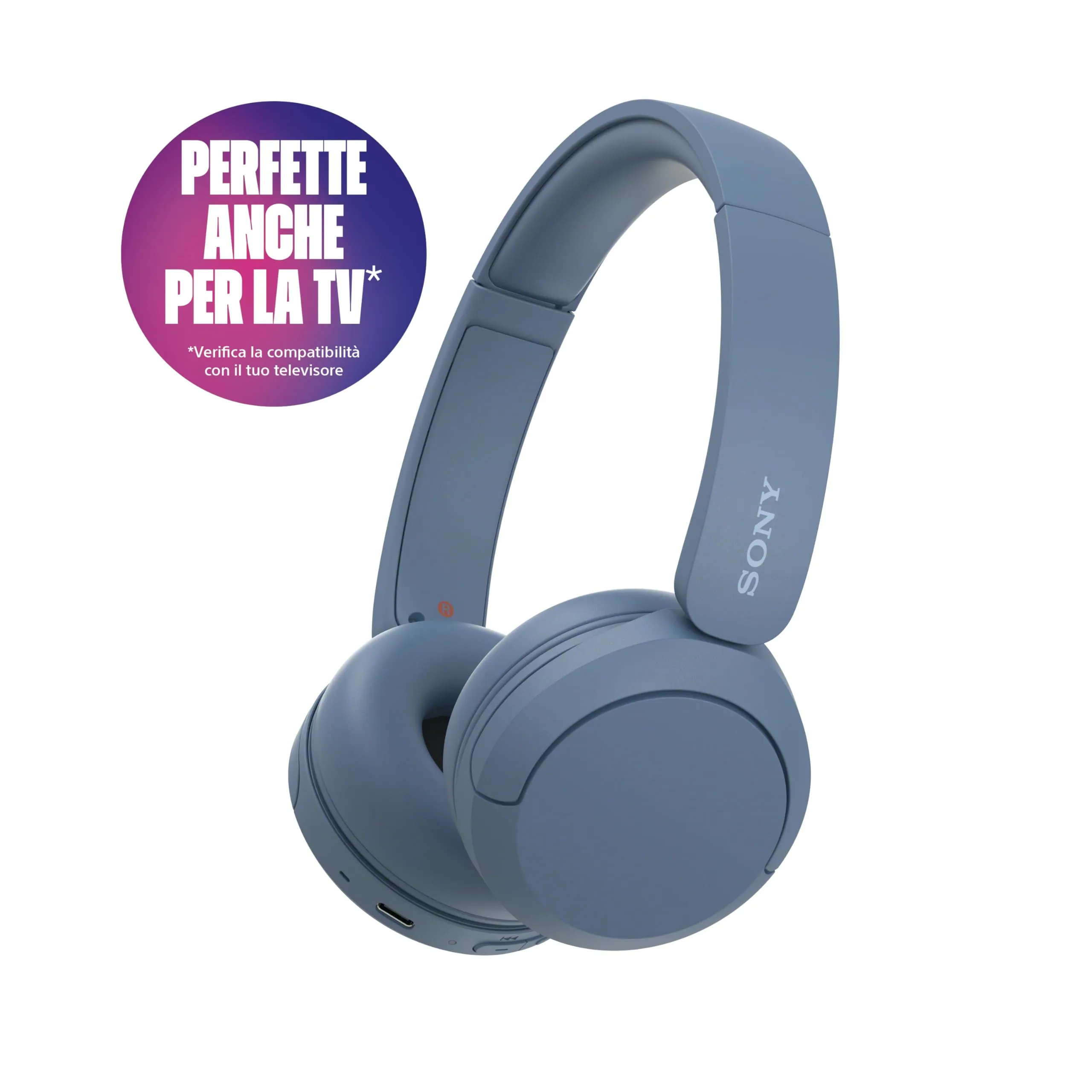 Sony WH-CH520 Cuffie Wireless Blu - immagine 2