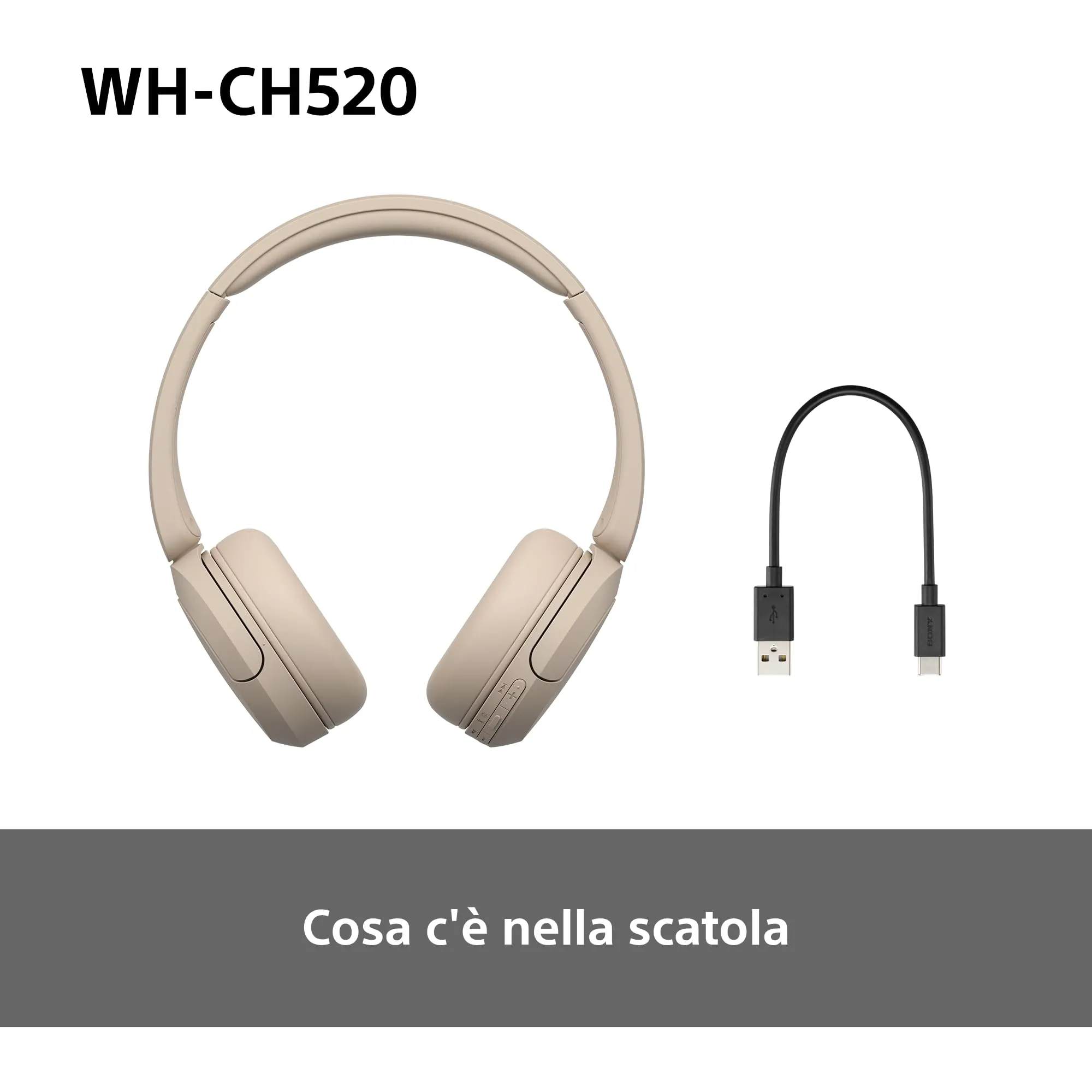 Sony WH-CH520 Cuffie Wireless - Beige - immagine 11
