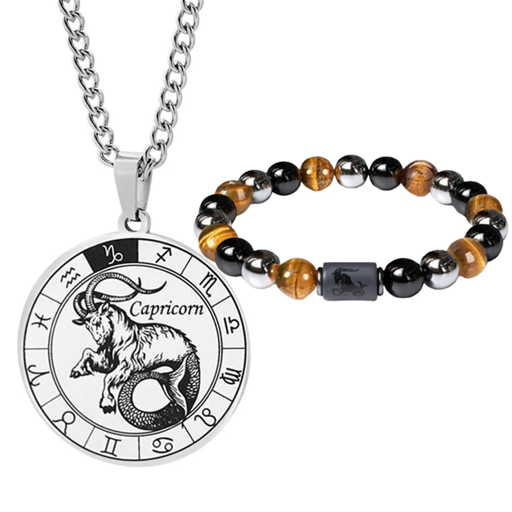 Caimeytie Set uomo segno zodiacale, collana e bracciale a costellazione in acciaio inossidabile - immagine 1