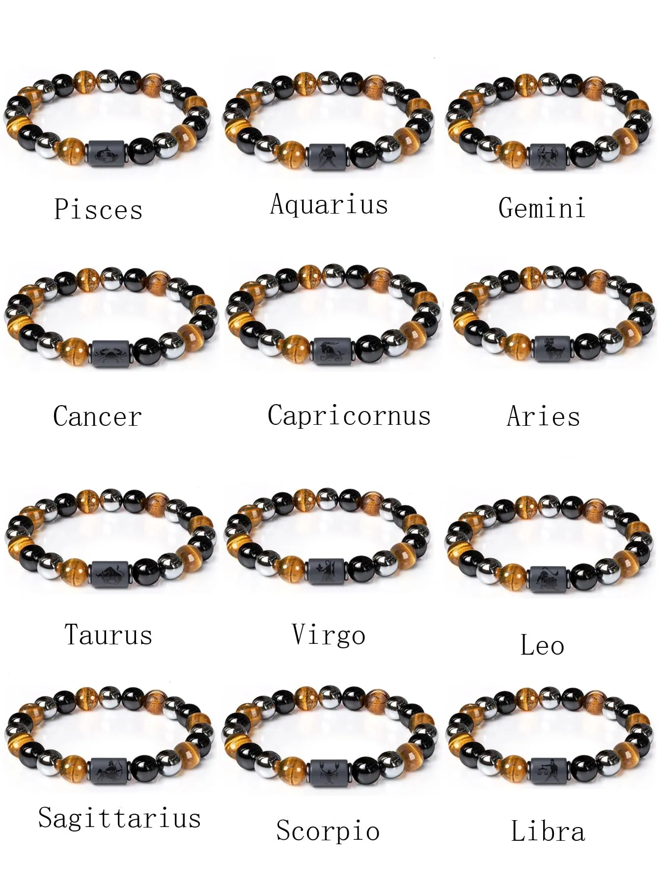 Caimeytie Set uomo segno zodiacale, collana e bracciale a costellazione in acciaio inossidabile - immagine 7