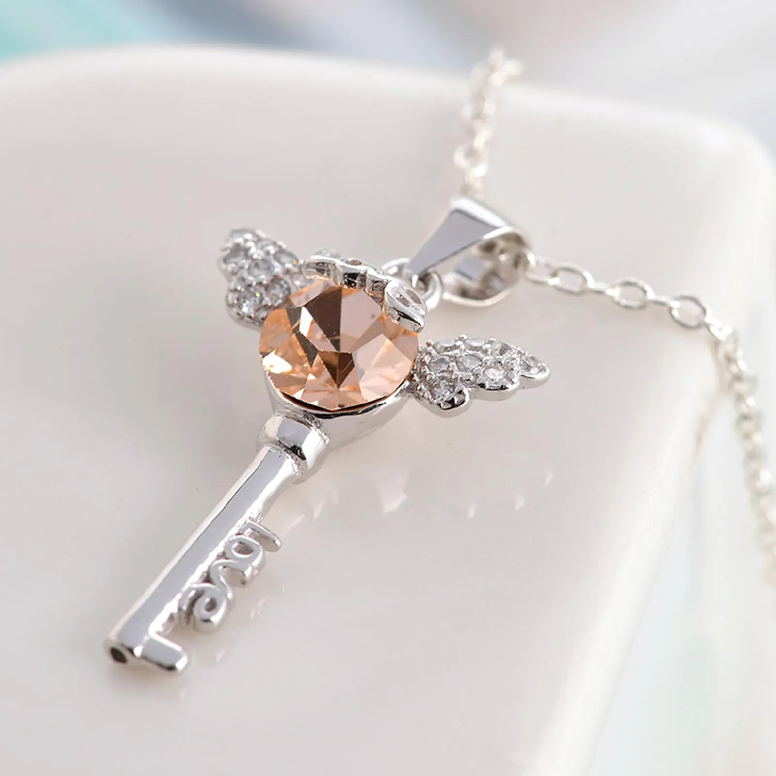 Flongo Set Collana e Bracciale Chiave e Lucchetto con Zircone per Coppia - immagine 4