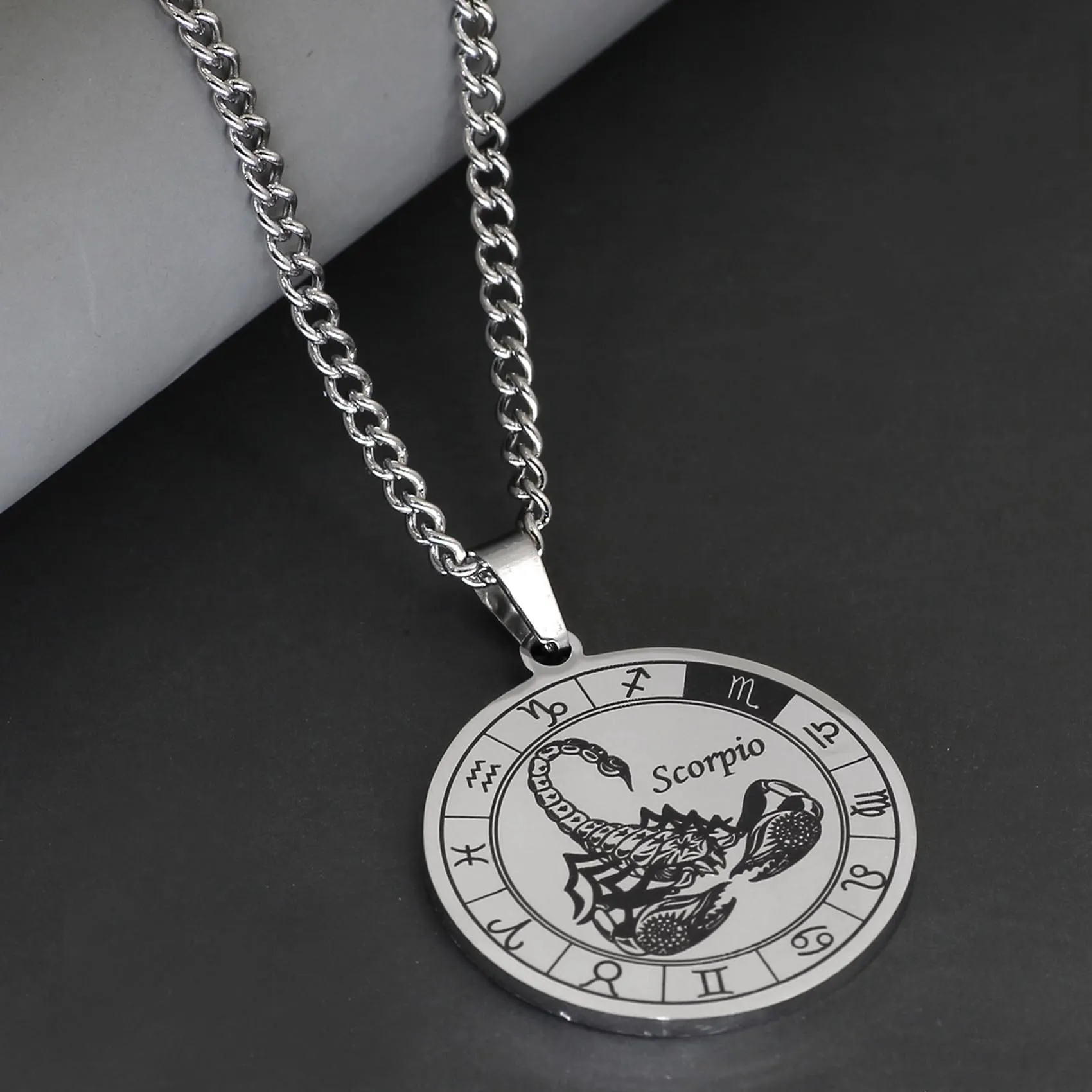 Caimeytie Set di Collana e Bracciale da Uomo con Segno Zodiacale, Acciaio Inossidabile, 60cm - immagine 6