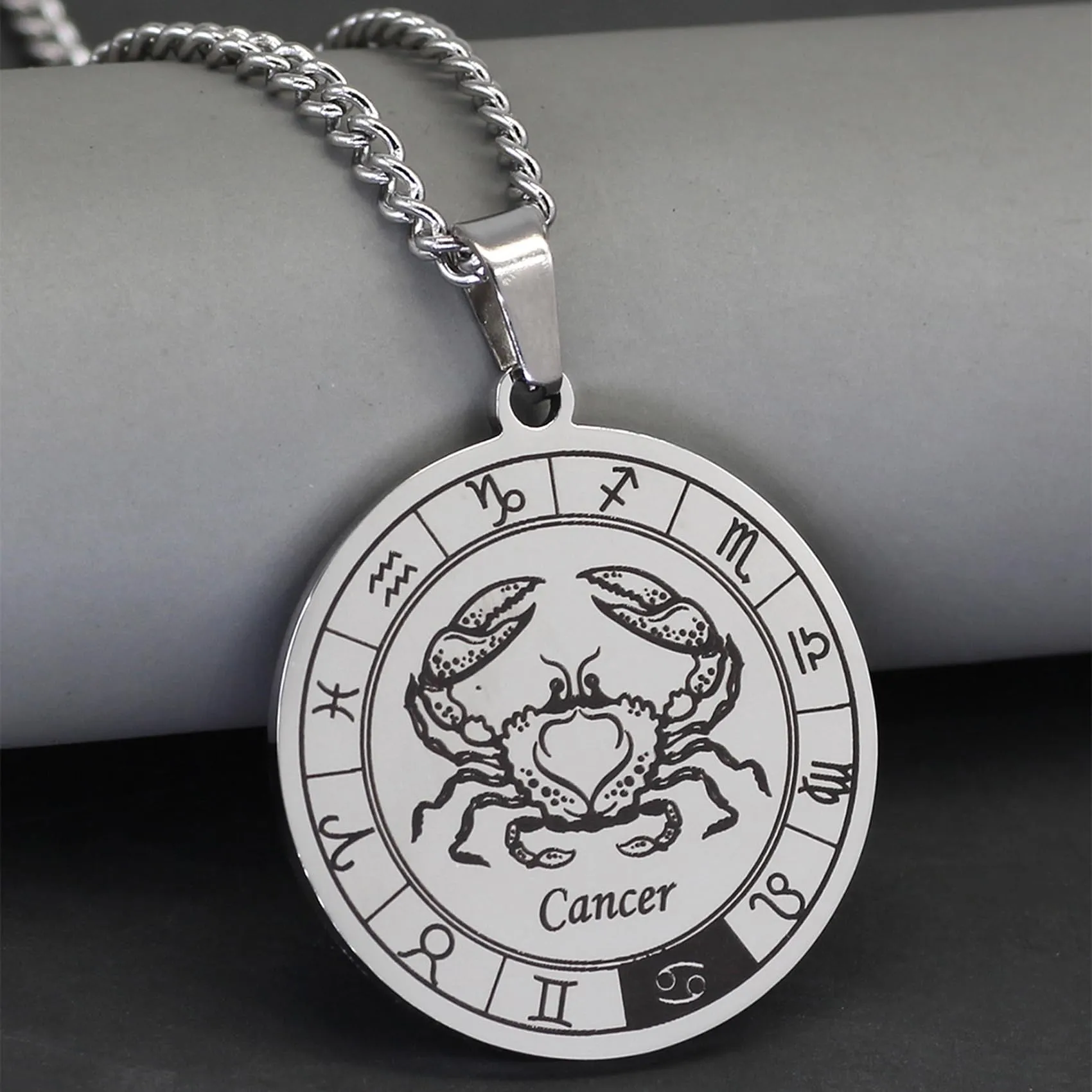 Caimeytie Set collana e bracciale segno zodiacale in acciaio inossidabile e perle per uomo - immagine 4