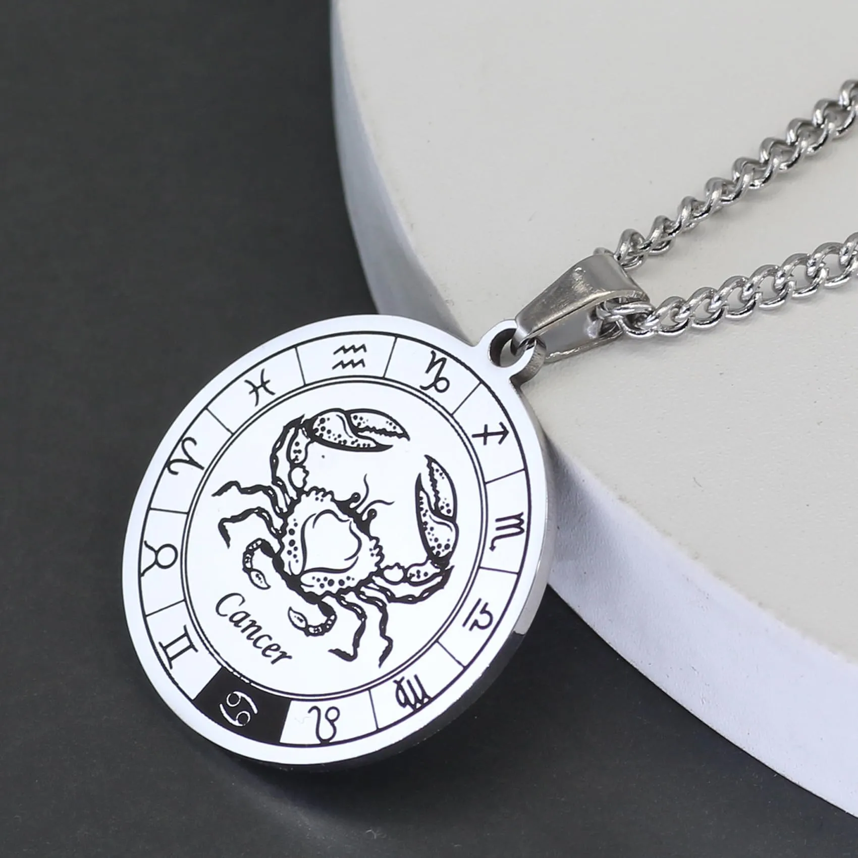 Caimeytie Set collana e bracciale segno zodiacale in acciaio inossidabile e perle per uomo - immagine 6