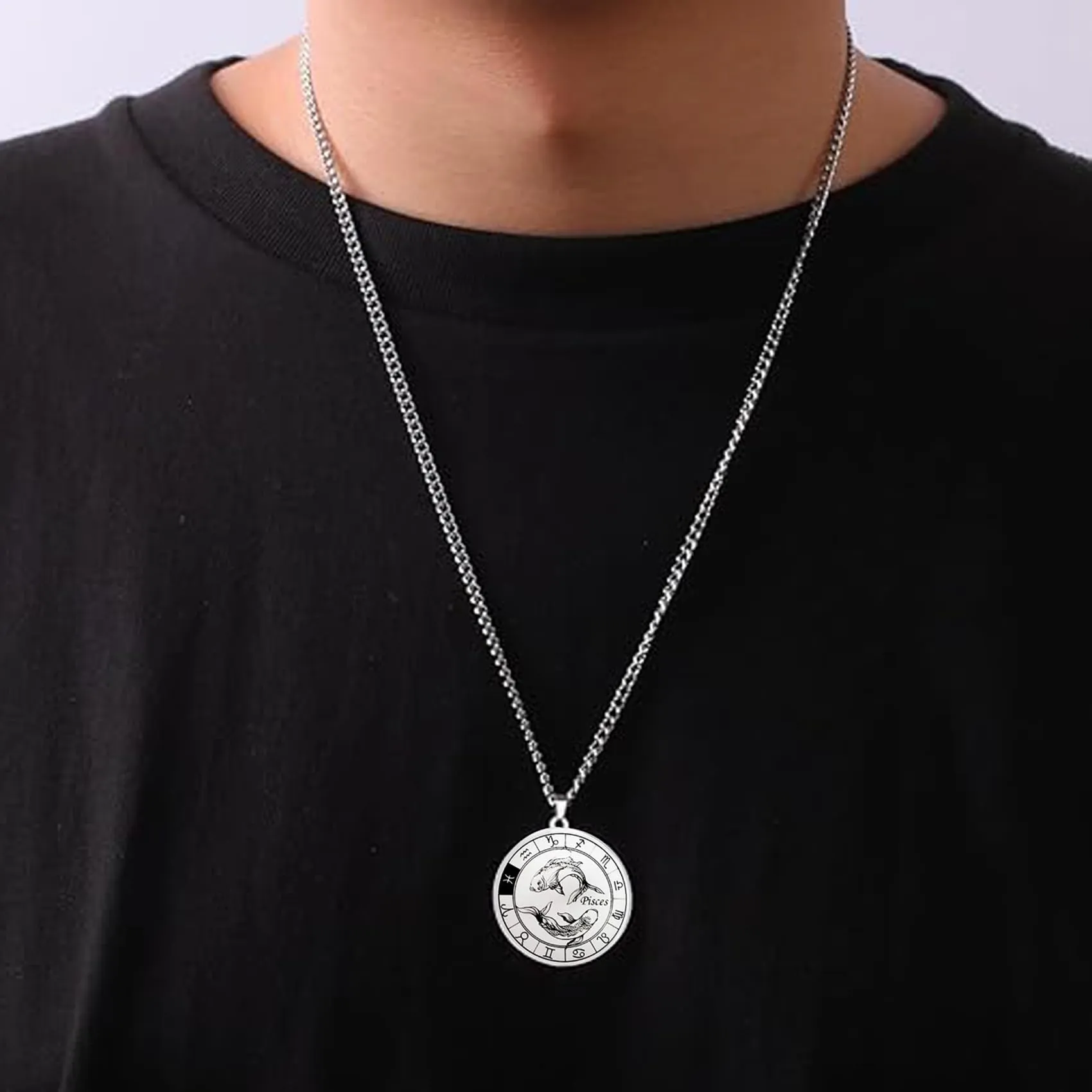 Caimeytie Set da uomo con segno zodiacale, collana e bracciale a costellazione in acciaio inox e perle - immagine 3