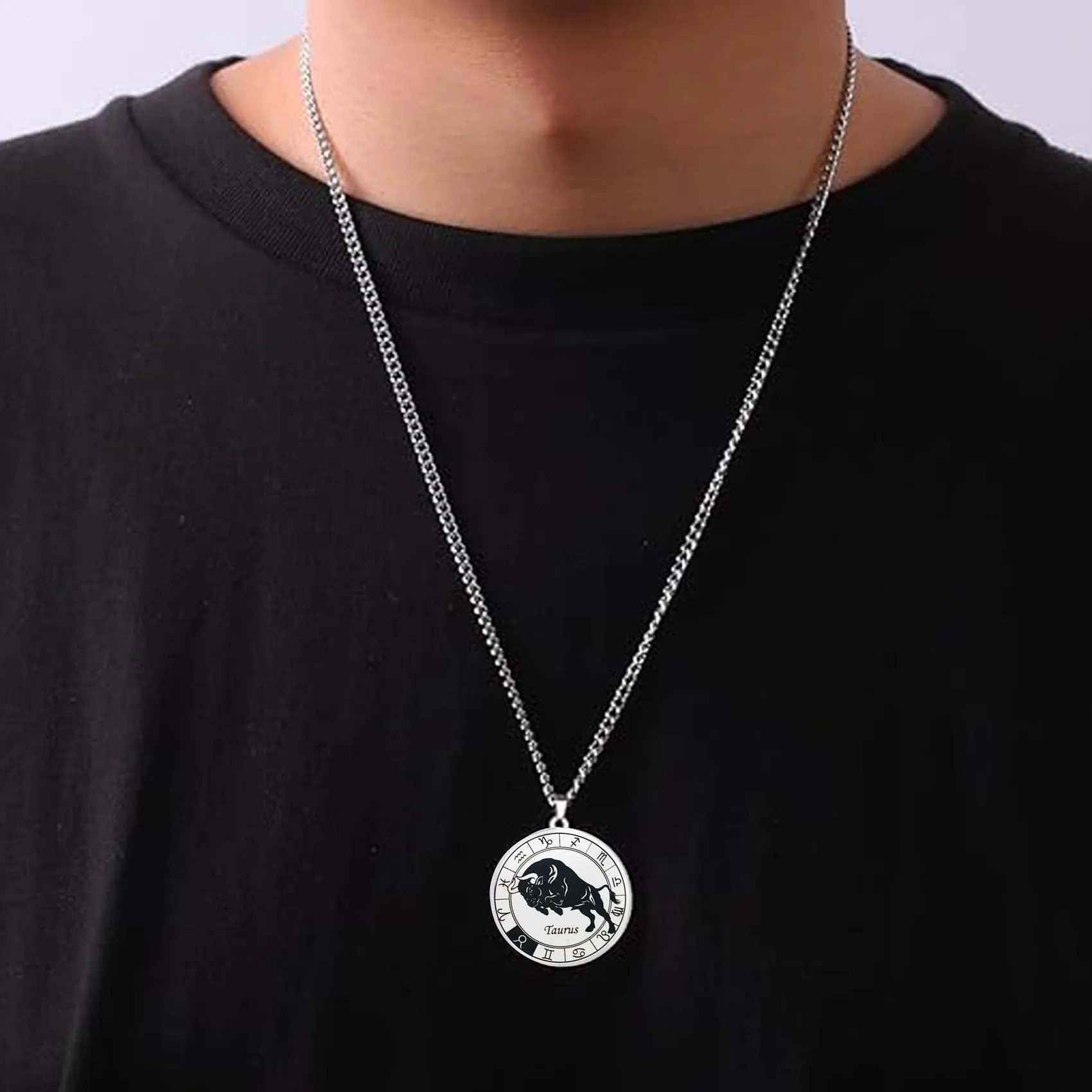 Caimeytie Set Collana e Bracciale Segno Zodiacale in Acciaio Inossidabile per Uomo - immagine 3