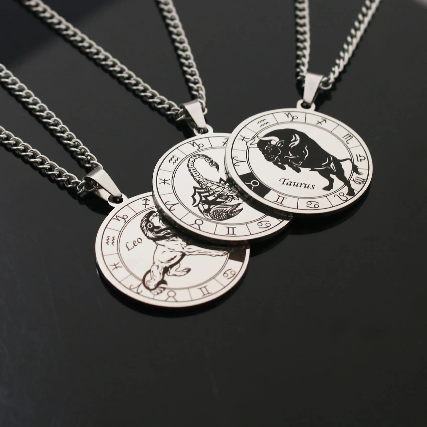 Caimeytie Set Collana e Bracciale Segno Zodiacale in Acciaio Inossidabile per Uomo - immagine 5