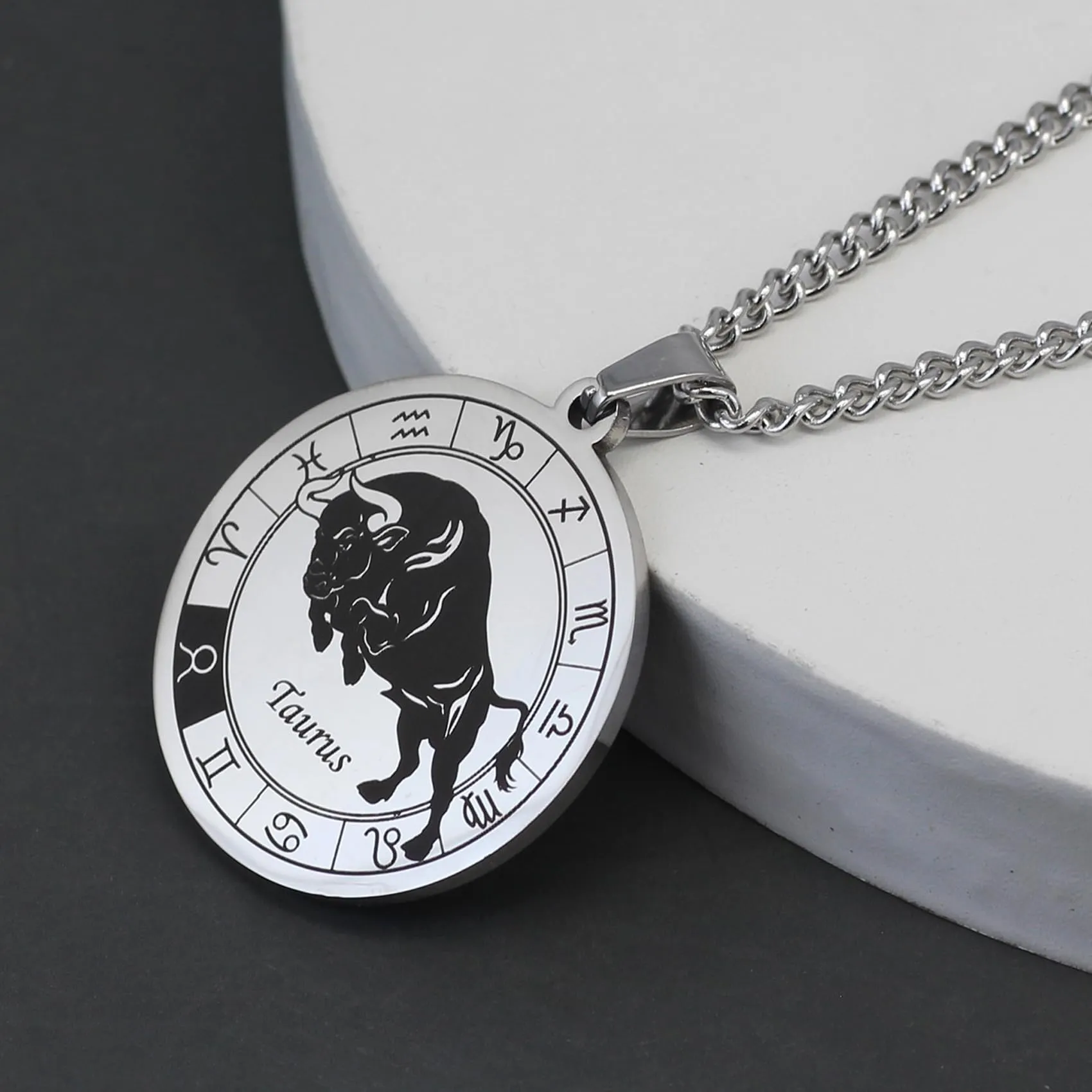 Caimeytie Set Collana e Bracciale Segno Zodiacale in Acciaio Inossidabile per Uomo - immagine 6
