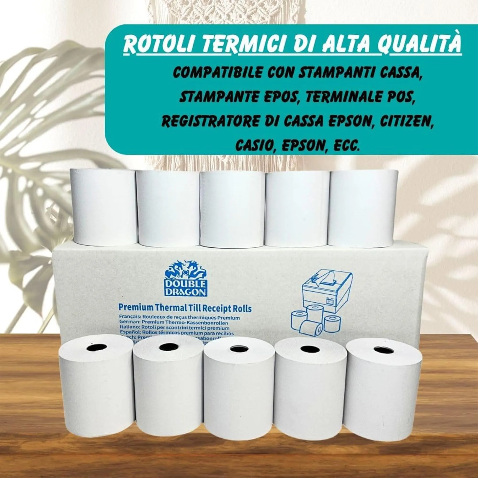 Double Dragon Rotoli Ricevuta Termica 80 x 80 mm per Stampante EPOS, Terminale POS, Registratore di Cassa, Pacco da 60 - immagine 4