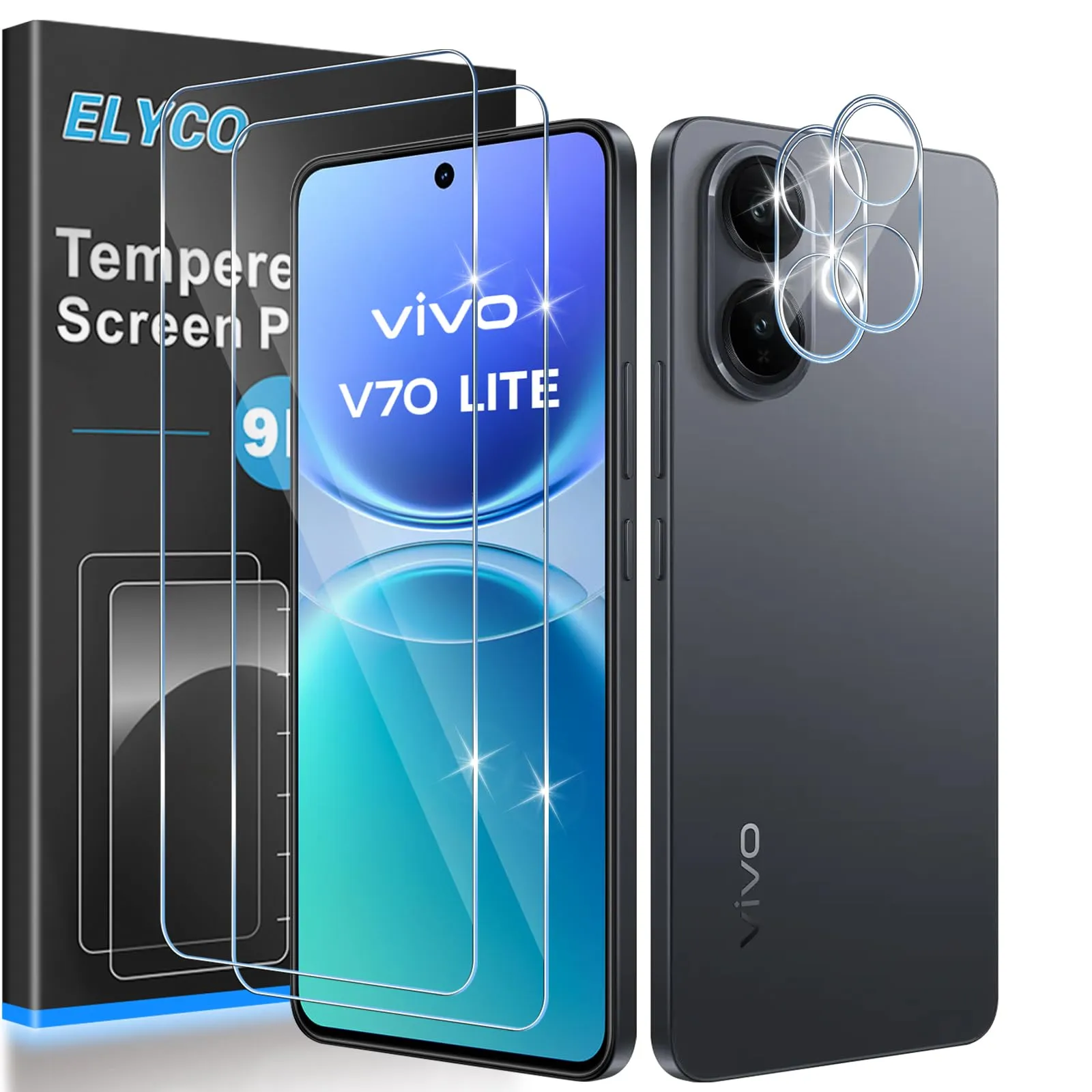ELYCO Vetro Temperato per VIVO V70 Lite 5G, 2+2 Pezzi - immagine 1