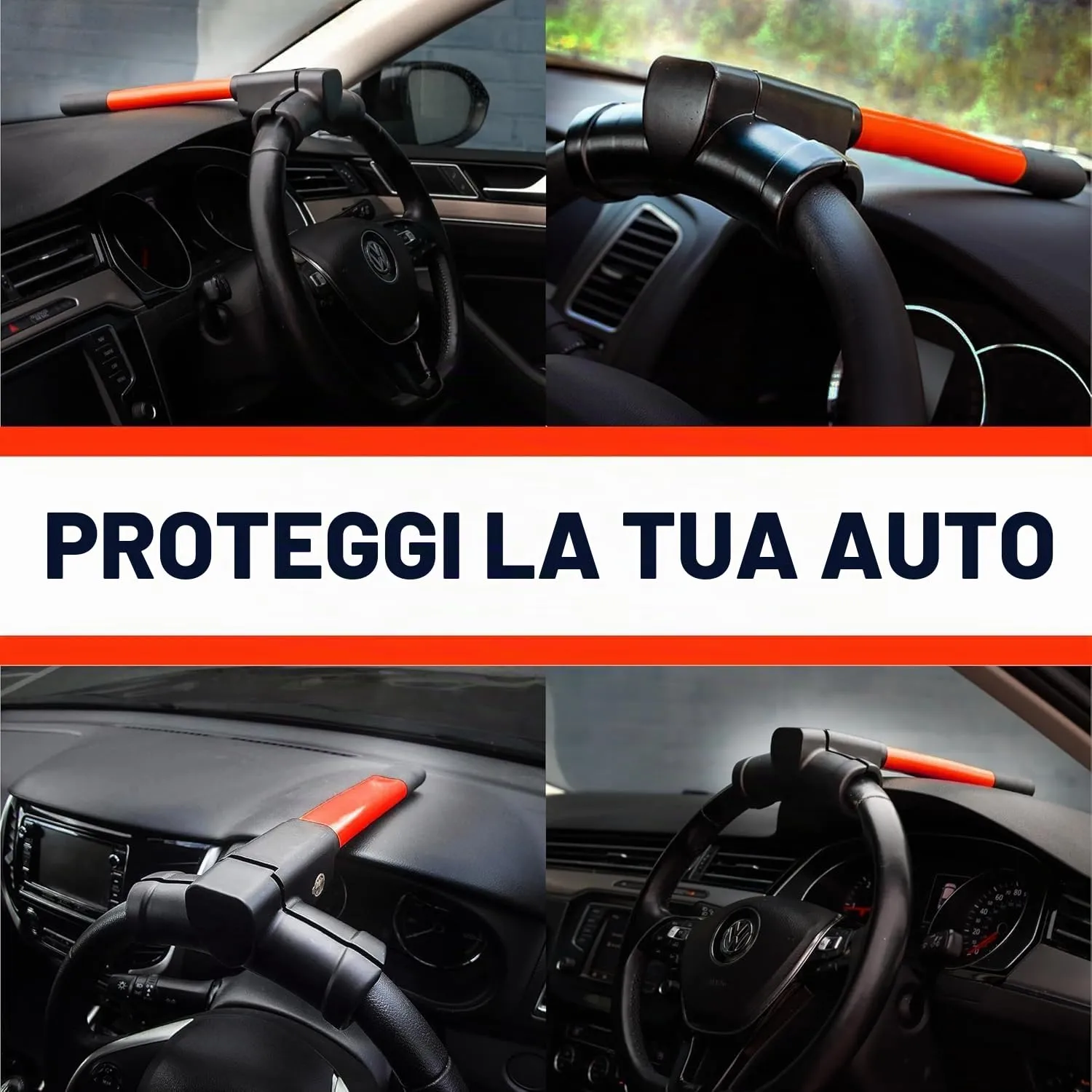 Frogetu Bloccasterzo Antifurto a T Universale con 2 Chiavi di Sicurezza, Rosso/Nero - immagine 8
