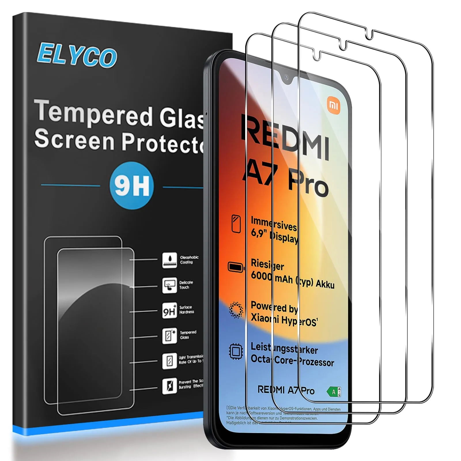 ELYCO Vetro Temperato per Xiaomi Redmi A7 Pro / POCO C81 Pro 4G - immagine 1